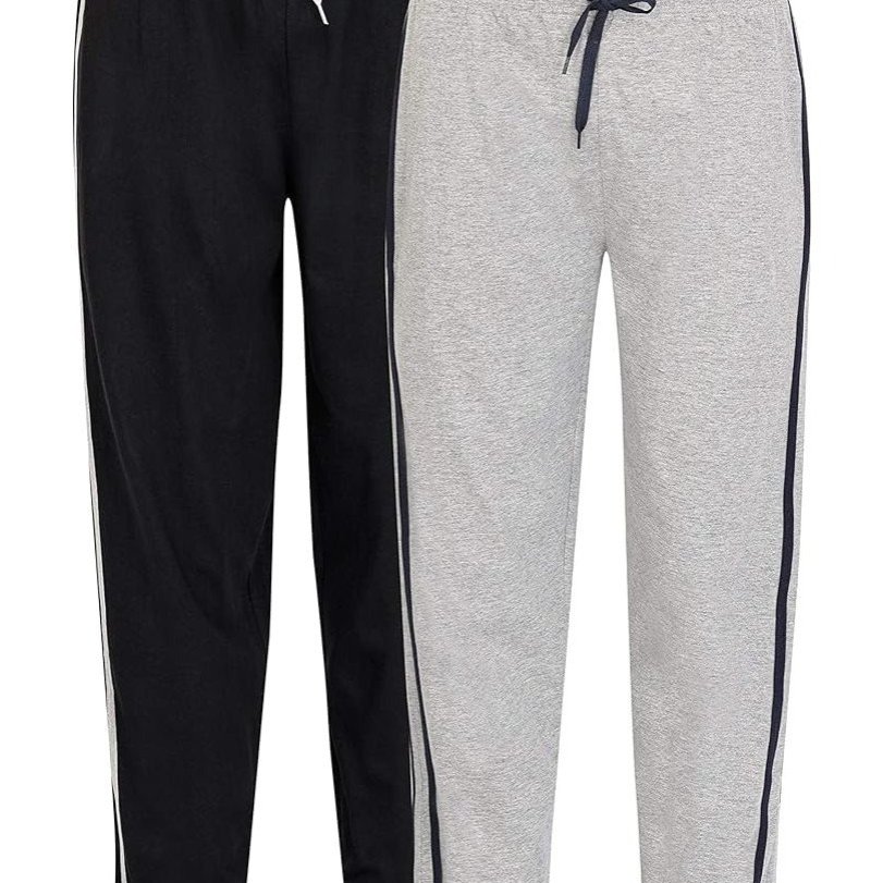 TEMU 2 Pack Men's Stripe Lounge Pants – Soft Trousers With Side Pockets, Breathable Casual & Nightwear Bottoms, Elastic Waist, Comfortable Sleepwear,