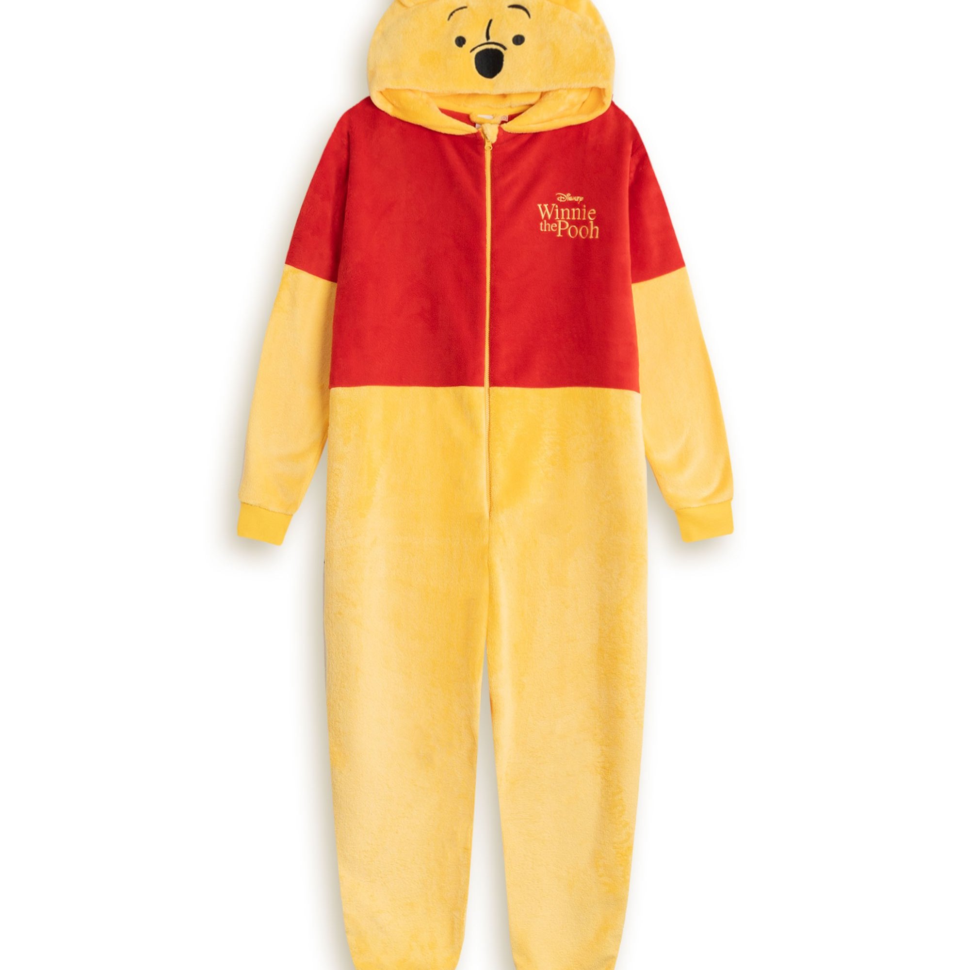 TEMU Winnie The Pooh Women's Zip-up Onesie | Long Sleeve Hooded Loungewear In Cosy Fleece | Cartoon Sleepwear | Ideal For Relaxing & Lounging | Merch