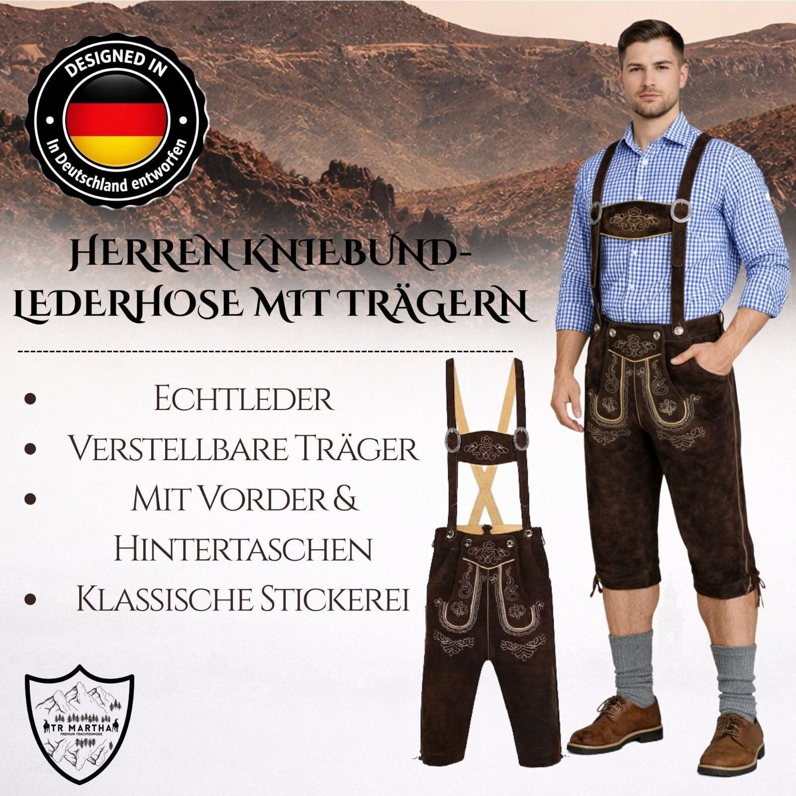 Leather Men's Knee-high With Embroidery Made Of Cowhide