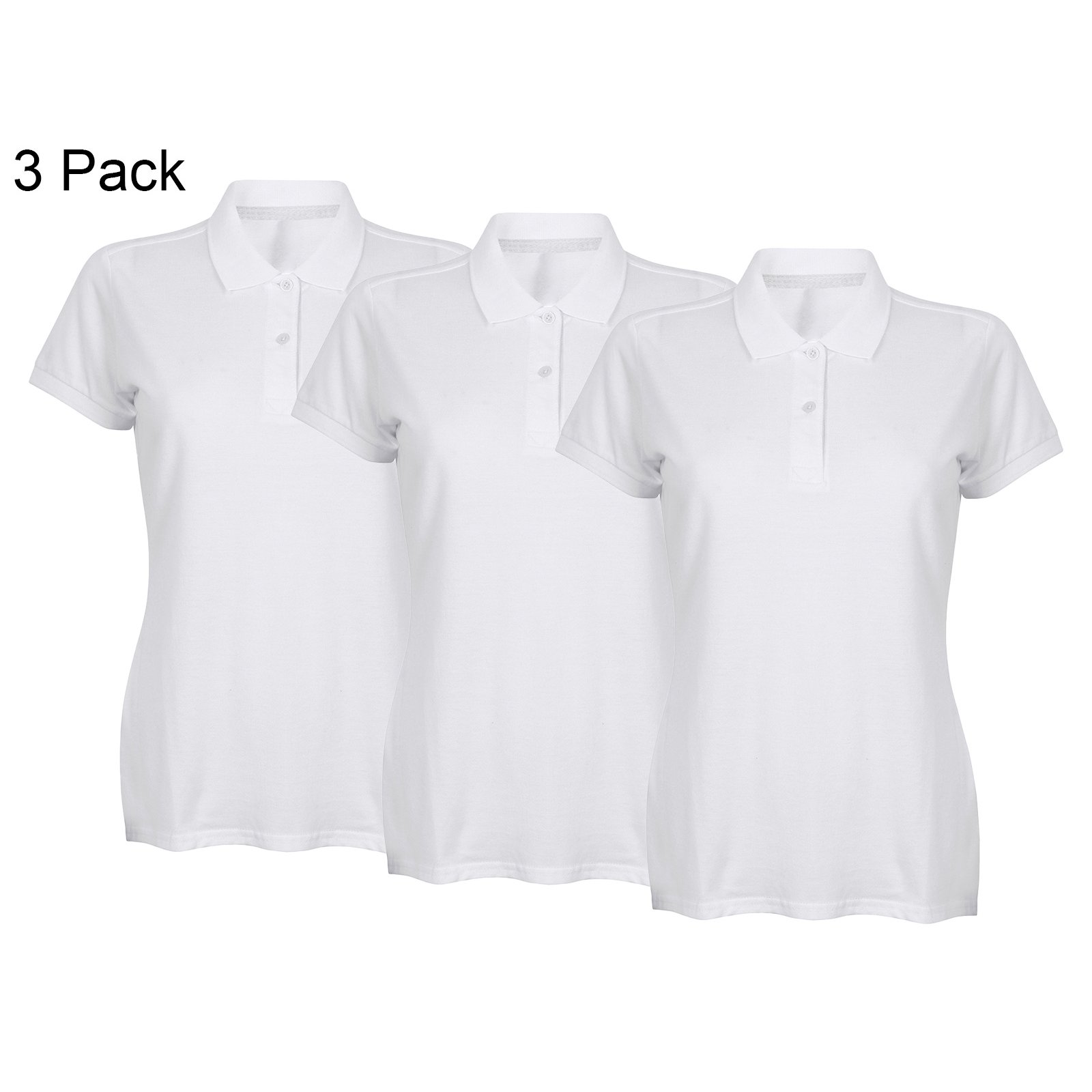 TEMU Henbury Hb102 Pack Of 3 Ladies Cotton Shirt Short Sleeve Collar 2 Button Lightweight Casual Smart Everyday Top Multipack