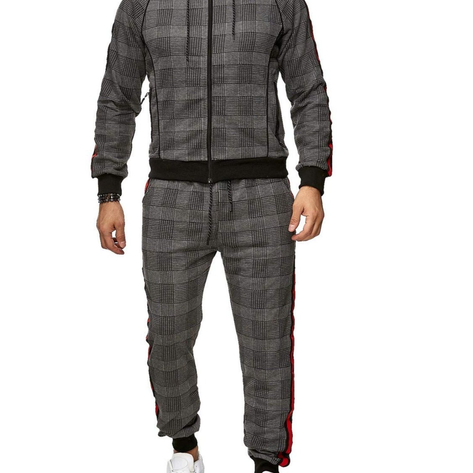 Image of -c Men's Tracksuit – Sporty Jogging Suit With Hooded Jacket And Pants, Comfortable & Stylish For Leisure, Fitness & Outdoor