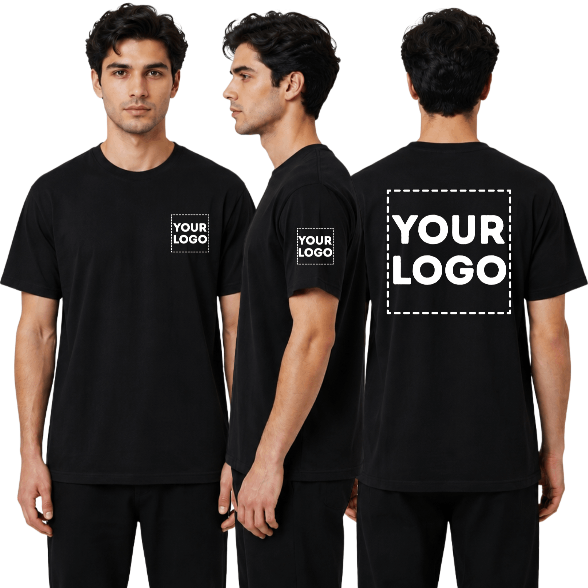 TEMU Custom Logo T-shirt For Men And Women, 100% Cotton, Crew Neck, Short Sleeve, Casual, Unisex, Personalised Tee For Work