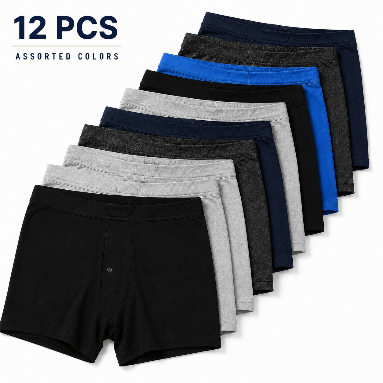 TEMU 12 Pack Men's Collection Trunks – Assorted Mixed Designs And Colors - Underwear With And Everyday Support