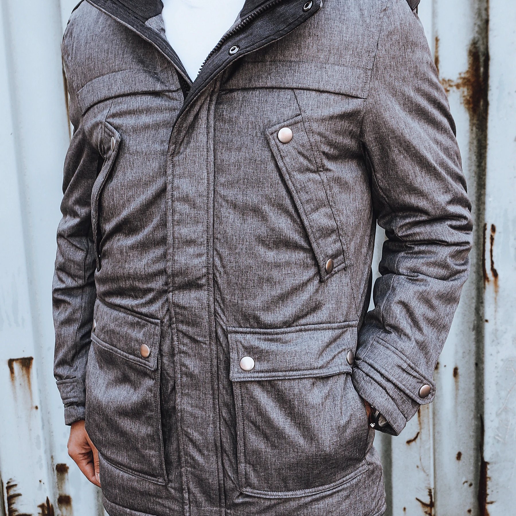 Image of Men's Winter Jacket With Detachable Hood And Multiple Pockets, Warm Parka With Lining, Zipper Closure, And Snap Buttons, Functional And Comfortable Winter Coat, Perfect Everyday Jacket For And Days