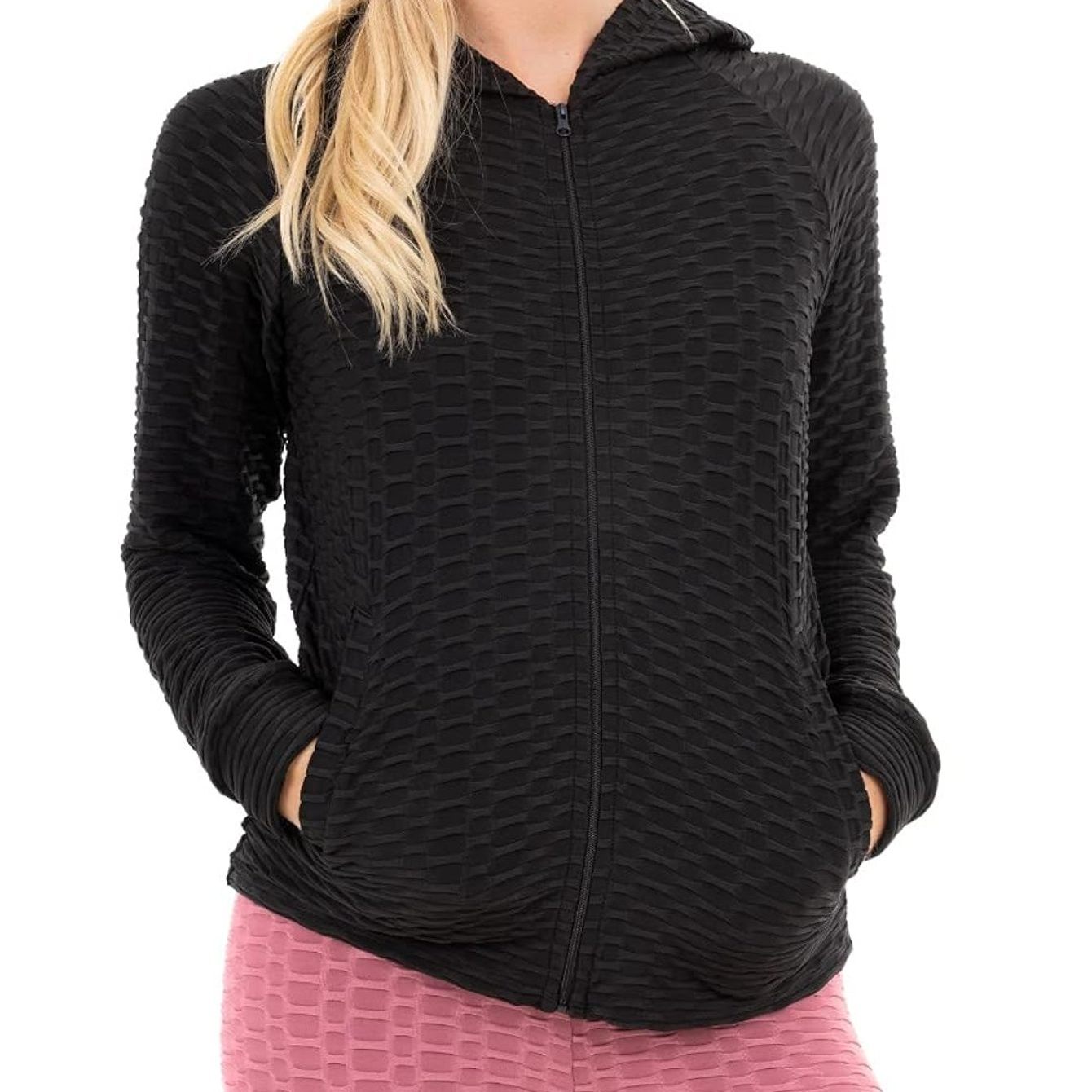 M17 Women's Solid Honeycomb Full-Zip Sports Jacket, Stretchy Activewear