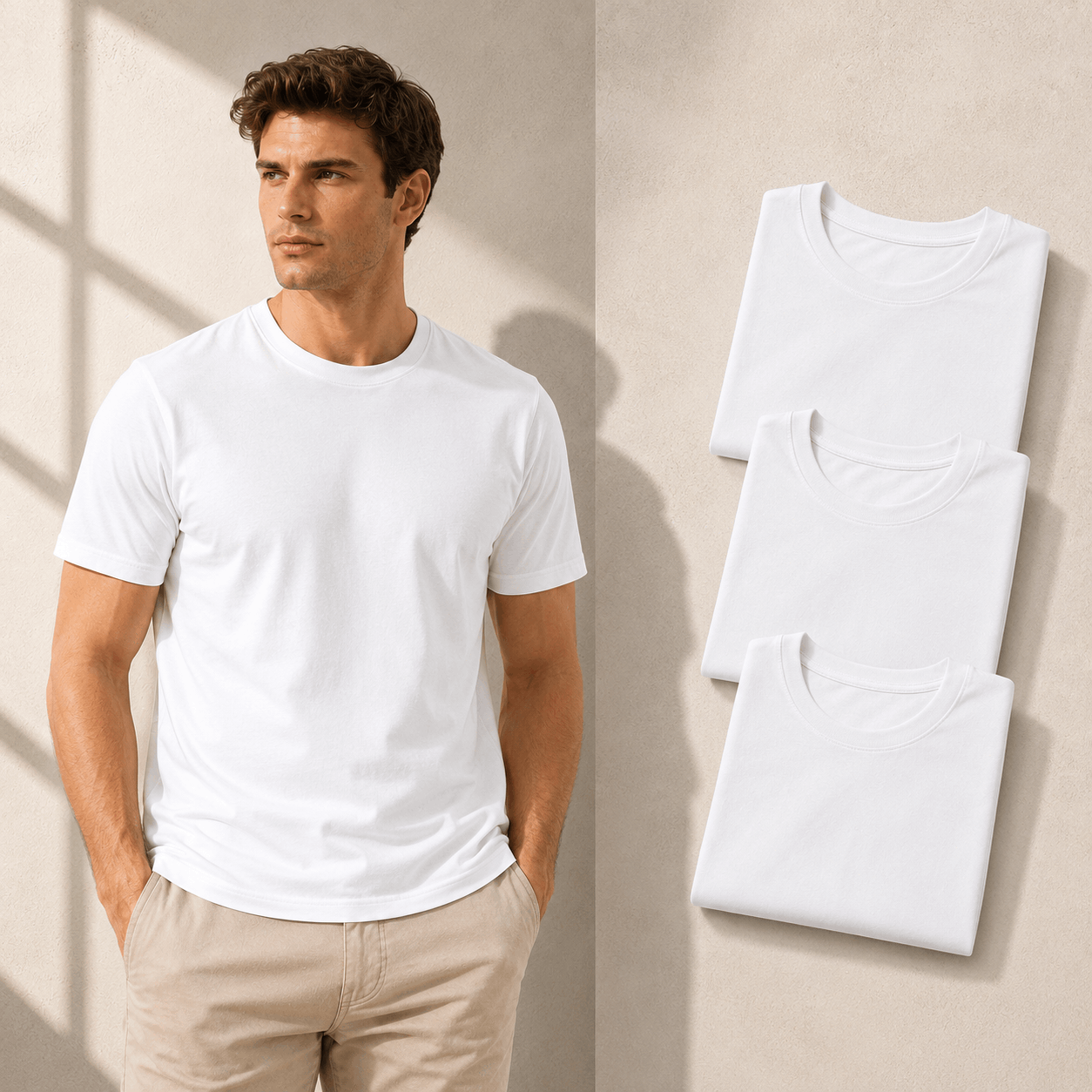 TEMU Pack Of 3 Men’s Crew Neck T-shirt – 98% Cotton Soft Breathable Short Sleeve Casual Summer Basic Top – Random Assorted Lightweight Regular Fit