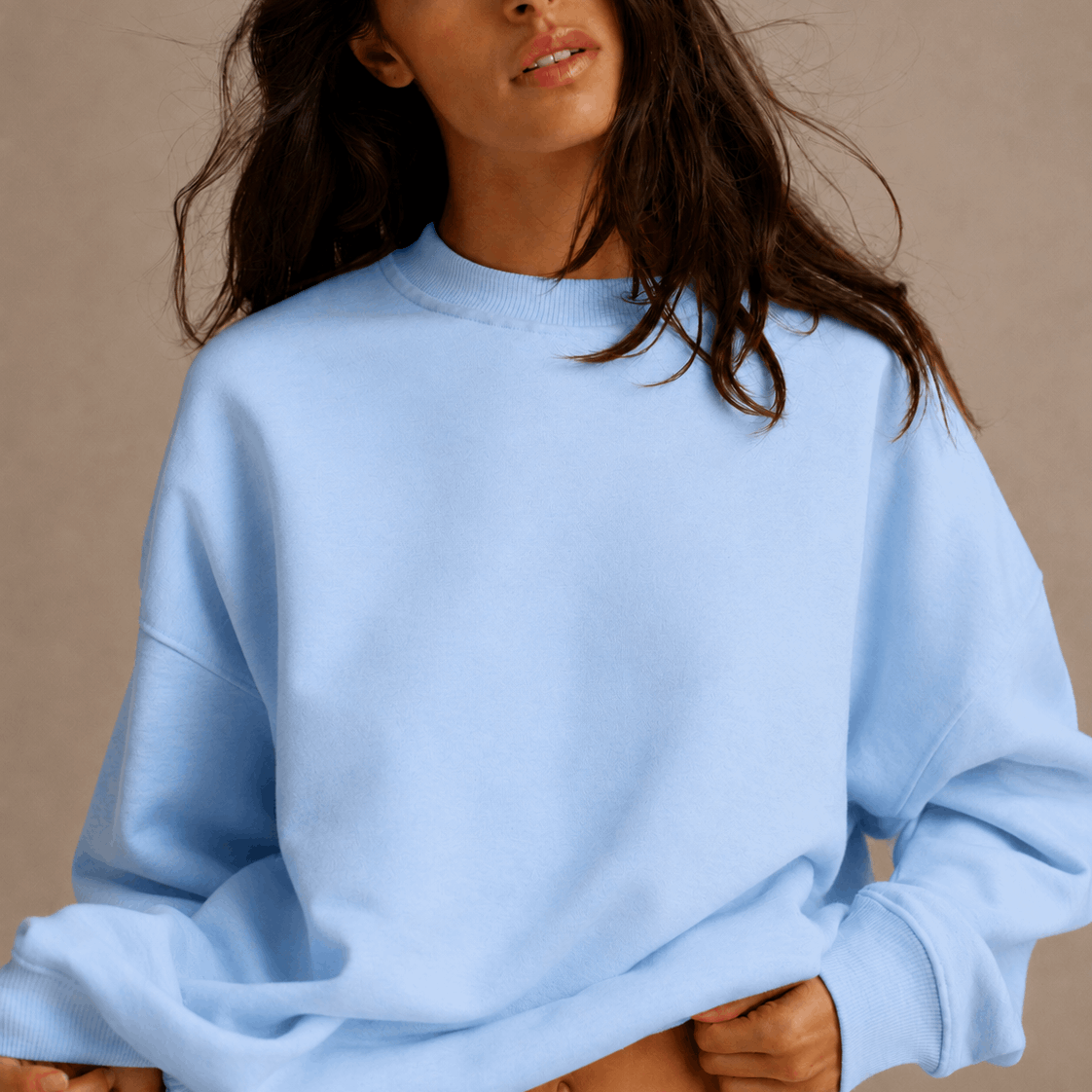 TEMU Ladies Crew Neck Over Size Sweat Light Blue