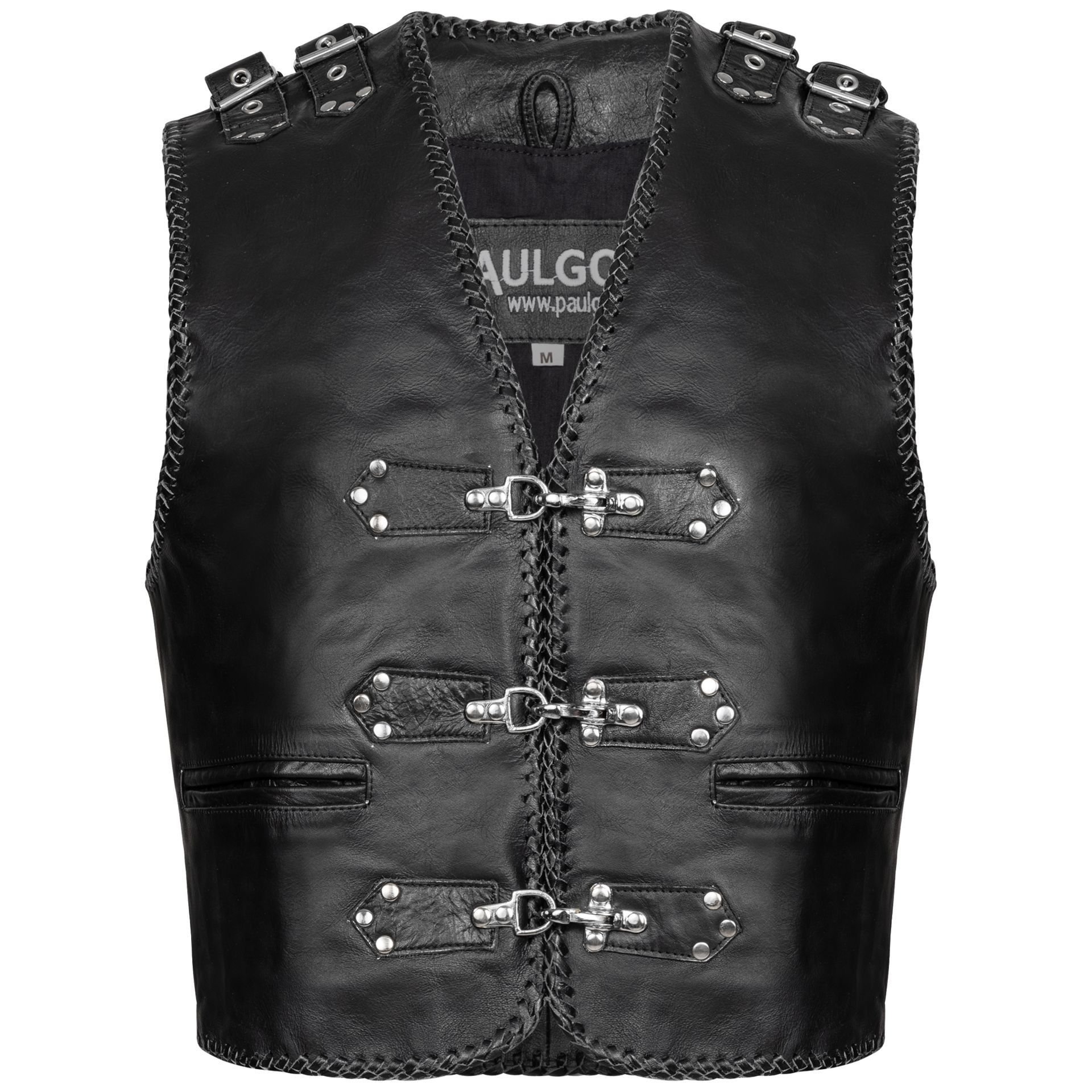 E-shop PAULGOS Lederweste Biker Kutte Clubweste Chopper Weste 100% Echtleder - BW7