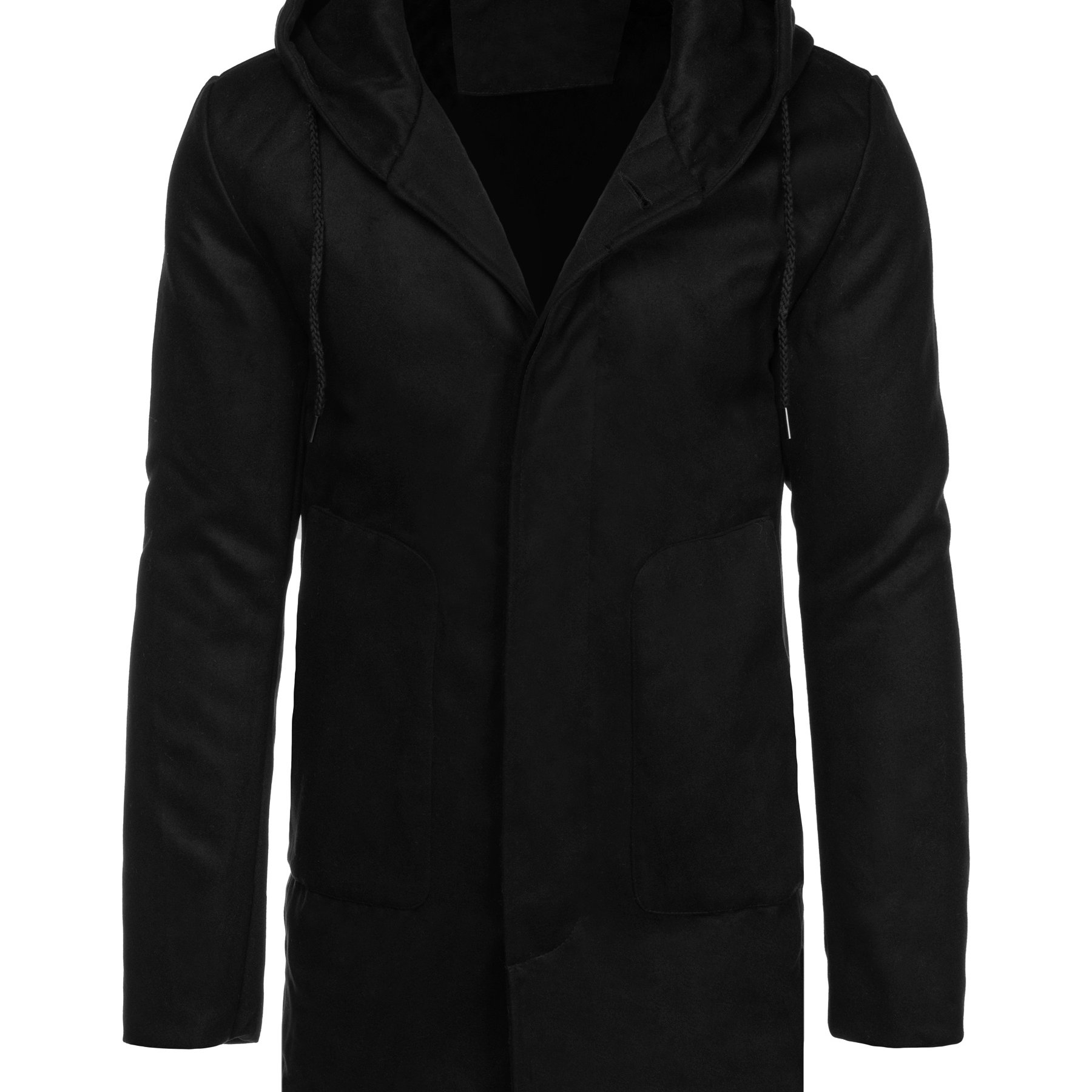 Image of Men's Winter Coat With A Hood, Insulated With Artificial Fur, Single-row Elegant Everyday Coat, Warm Coat With And Pockets, Coat For Cold Days, Fashionable Men's Coat For Daily Wear And Work.