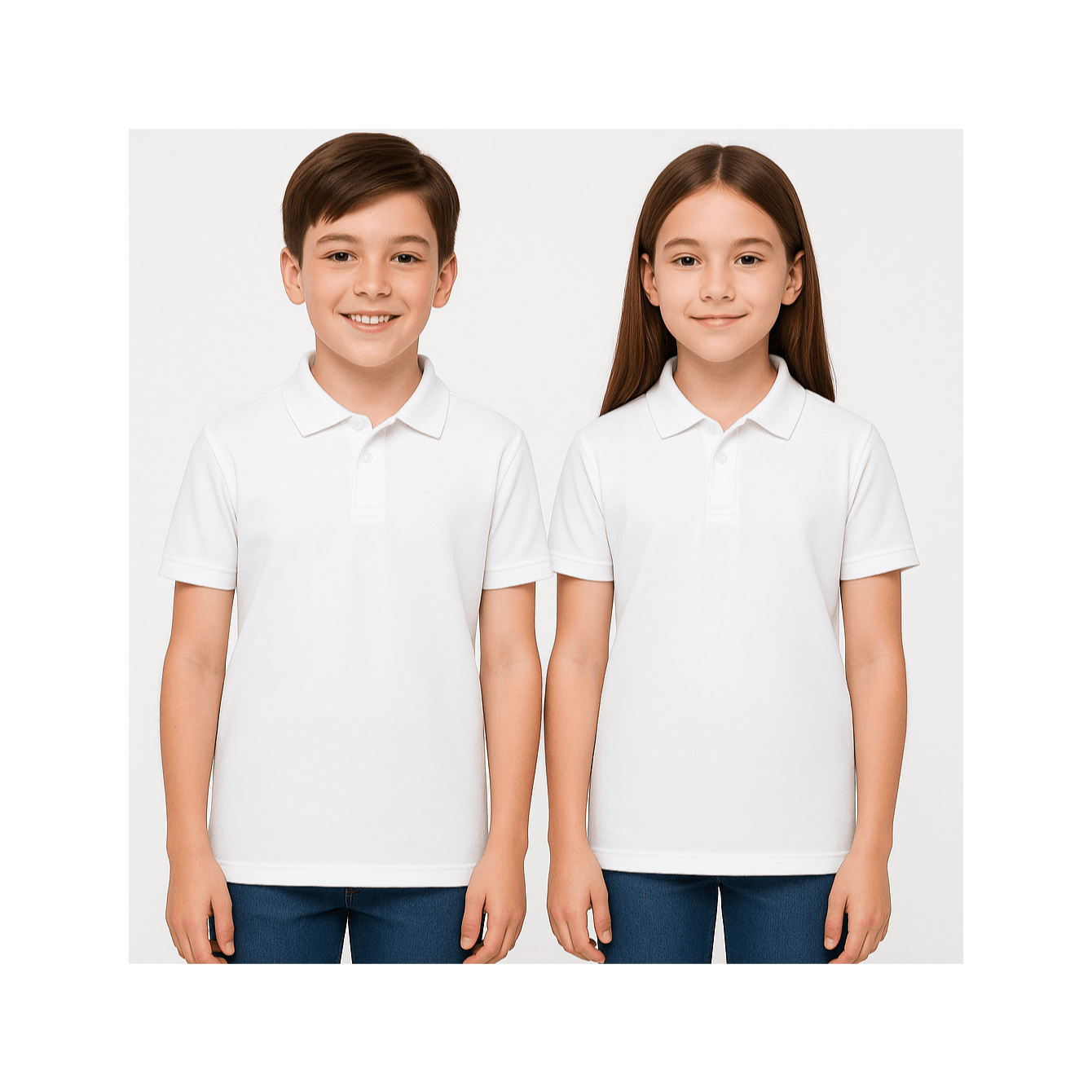 TEMU Niys Pack Of 2 Boys Girls Age 4 To 14 Years School Uniform White, Grey, Sky Blue Plain Short Sleeve Shirts Sports Wear