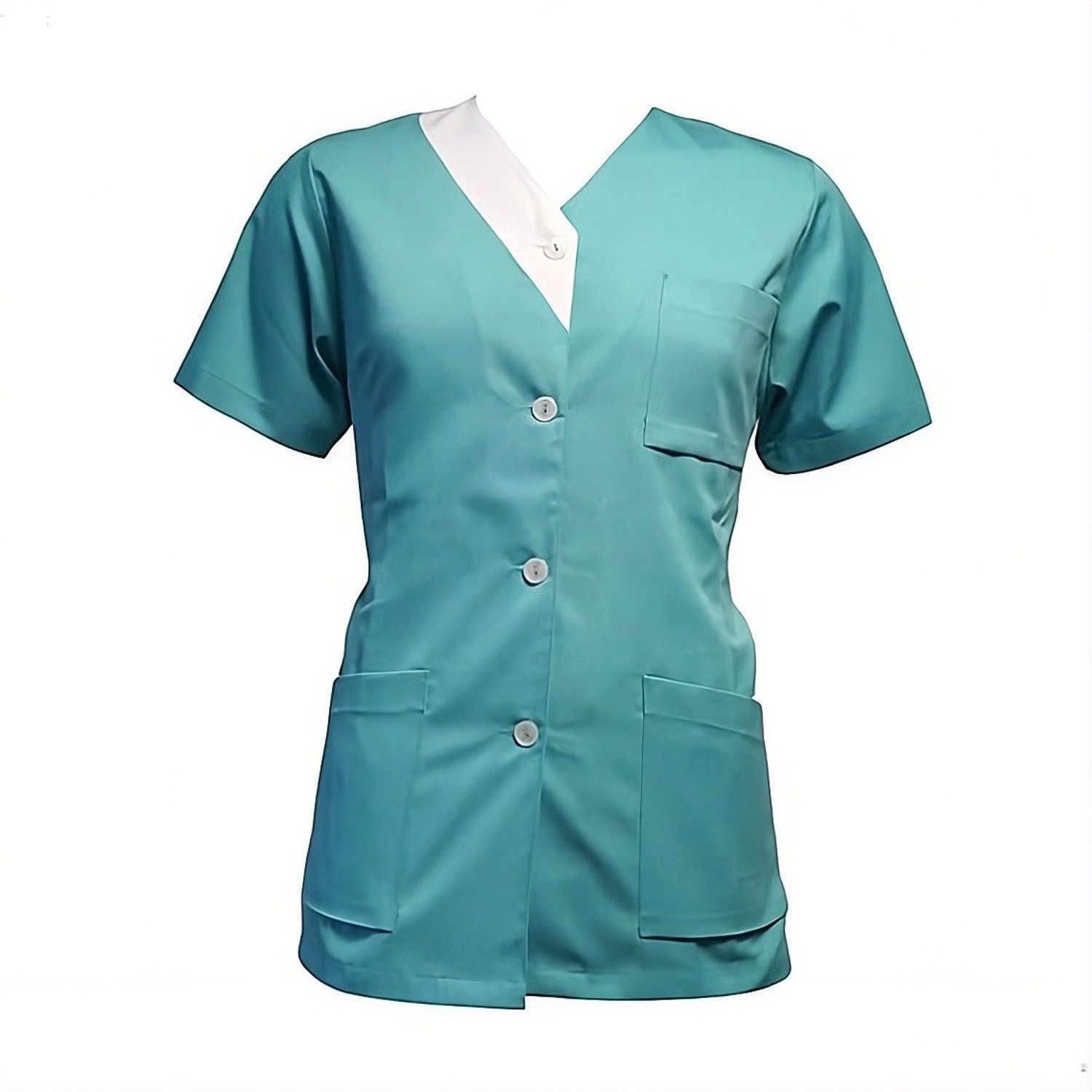 Image of Women's Turquoise Scrub Top 100% Cotton – Nurse Scrub, Coat, Nursing Apparel, Washable At 95°c, Size 36–42