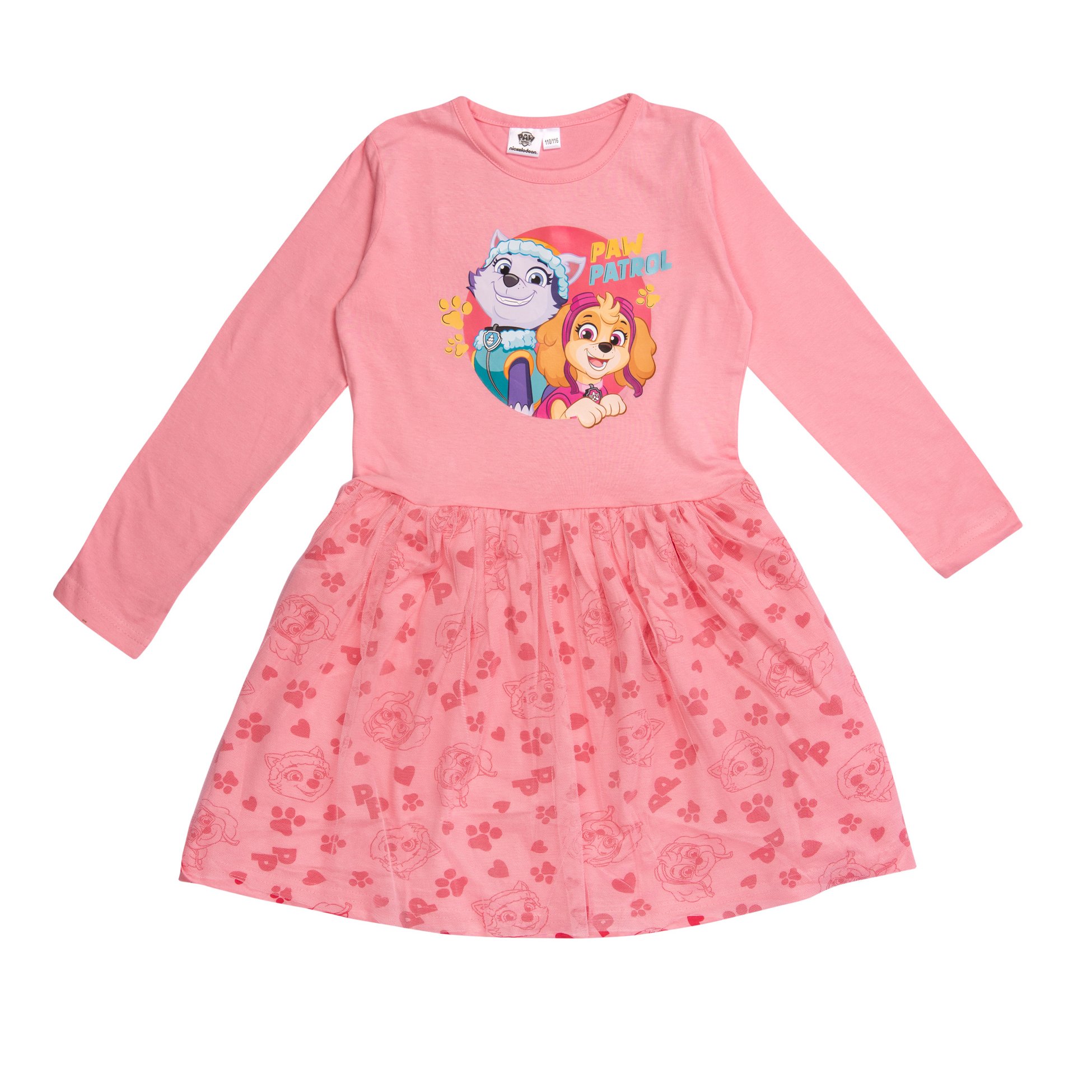 Dress For Girls - Skye & Dress With Mesh Skirt, Long Sleeve, Pink