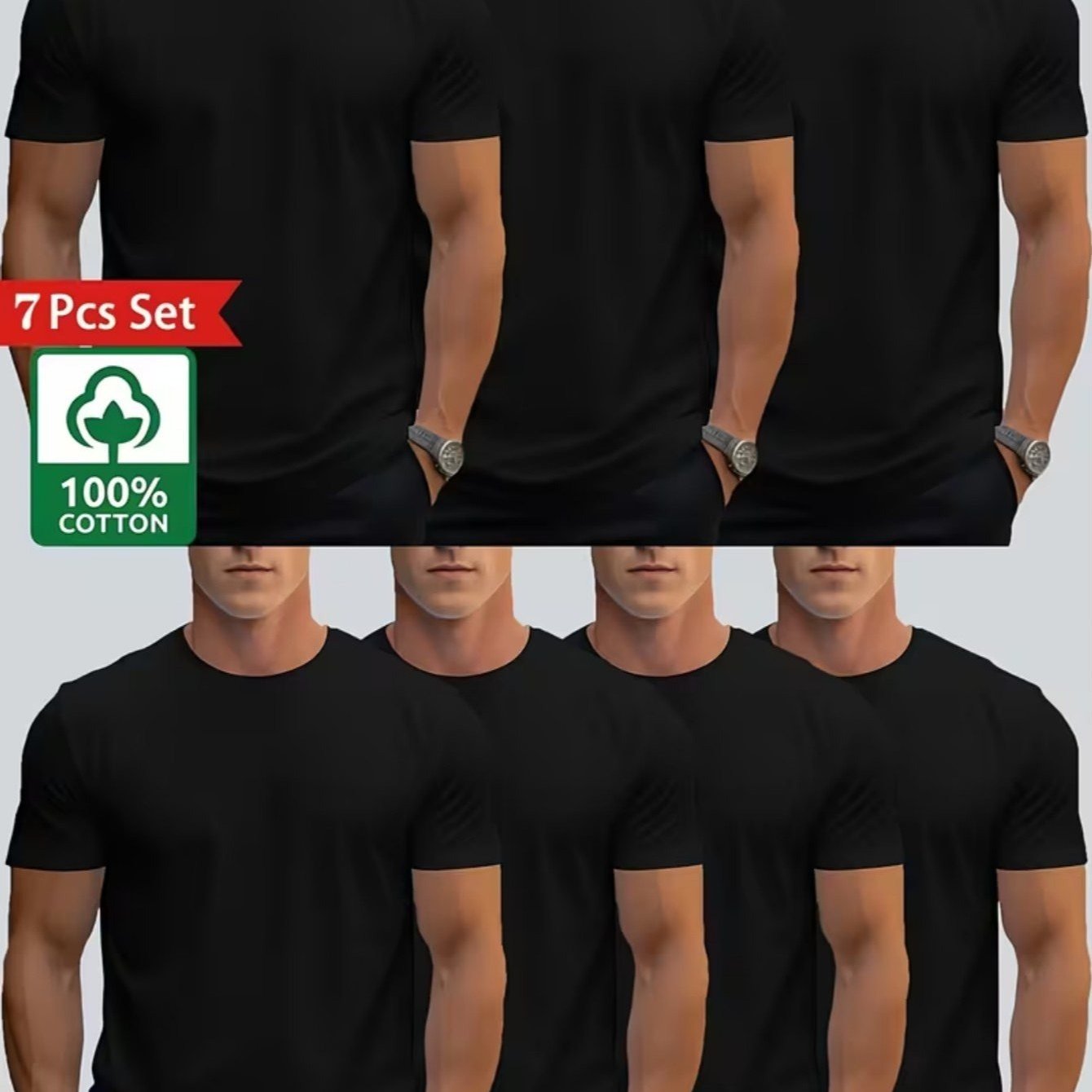 TEMU Set di 7 T-shirt da premium 100% casual a , stile minimalista, , a maniche corte, assorbi-sudore, ad asciugatura rapida, pigiama da casa estivo