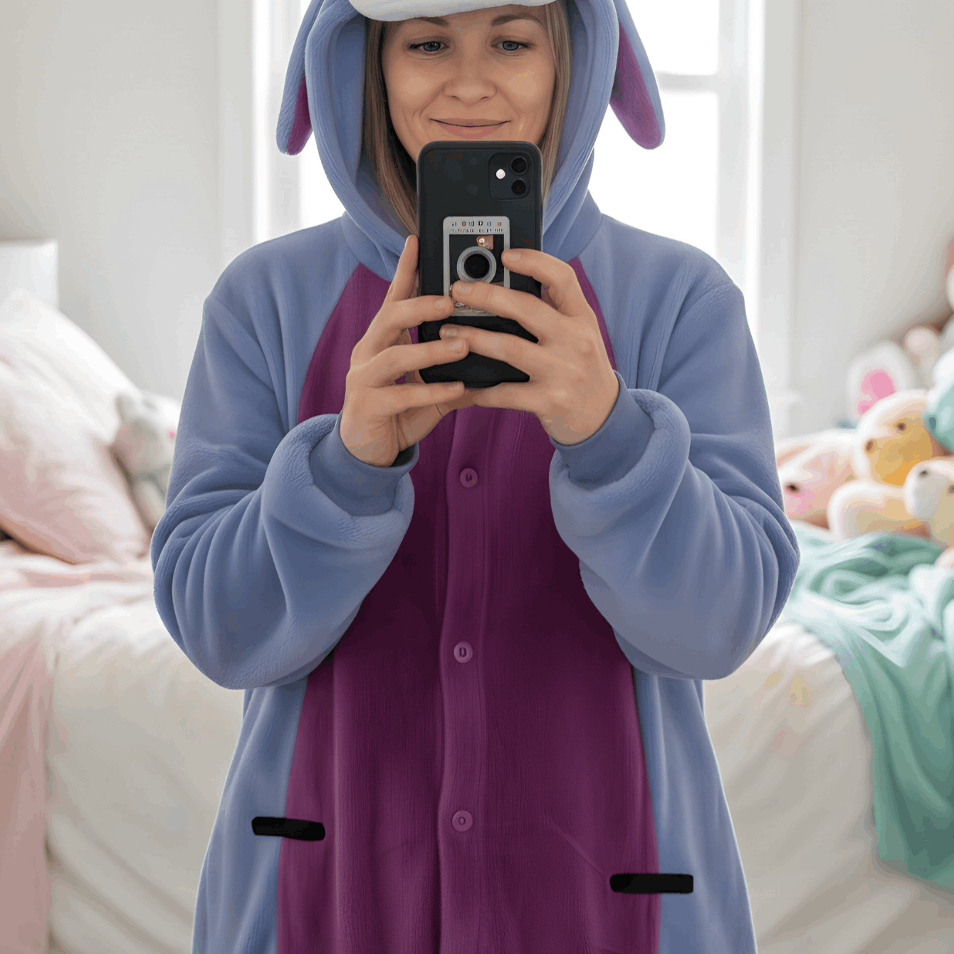 Plush Donkey Hoodie With Pockets - Nerd Hunters Cosplay Costume, 100% Polyester, Casual And Party Wear, Autumn And Winter, Size M (155 - 165 Cm)