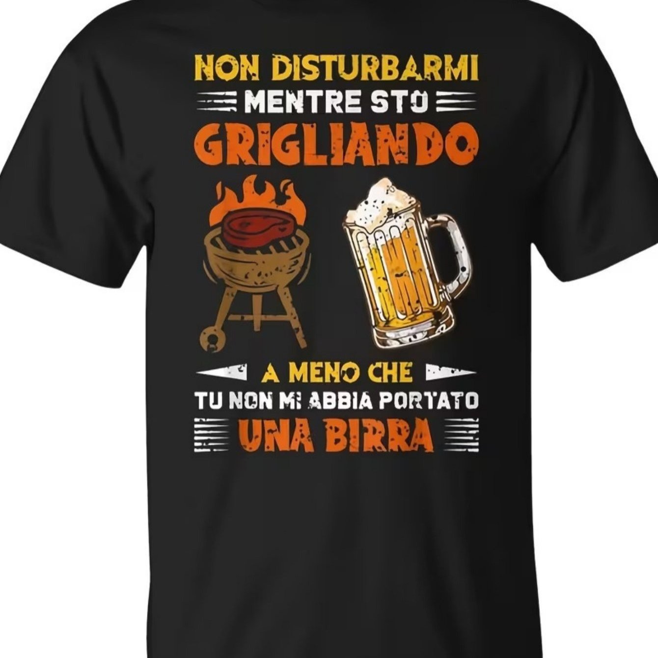 TEMU Funny Men's Bbq Themed T-shirt With "do Not Disturb The " Text, Grill Tools And Beer Mug Graphic, Casual Black Short Sleeve Round Neck Model,