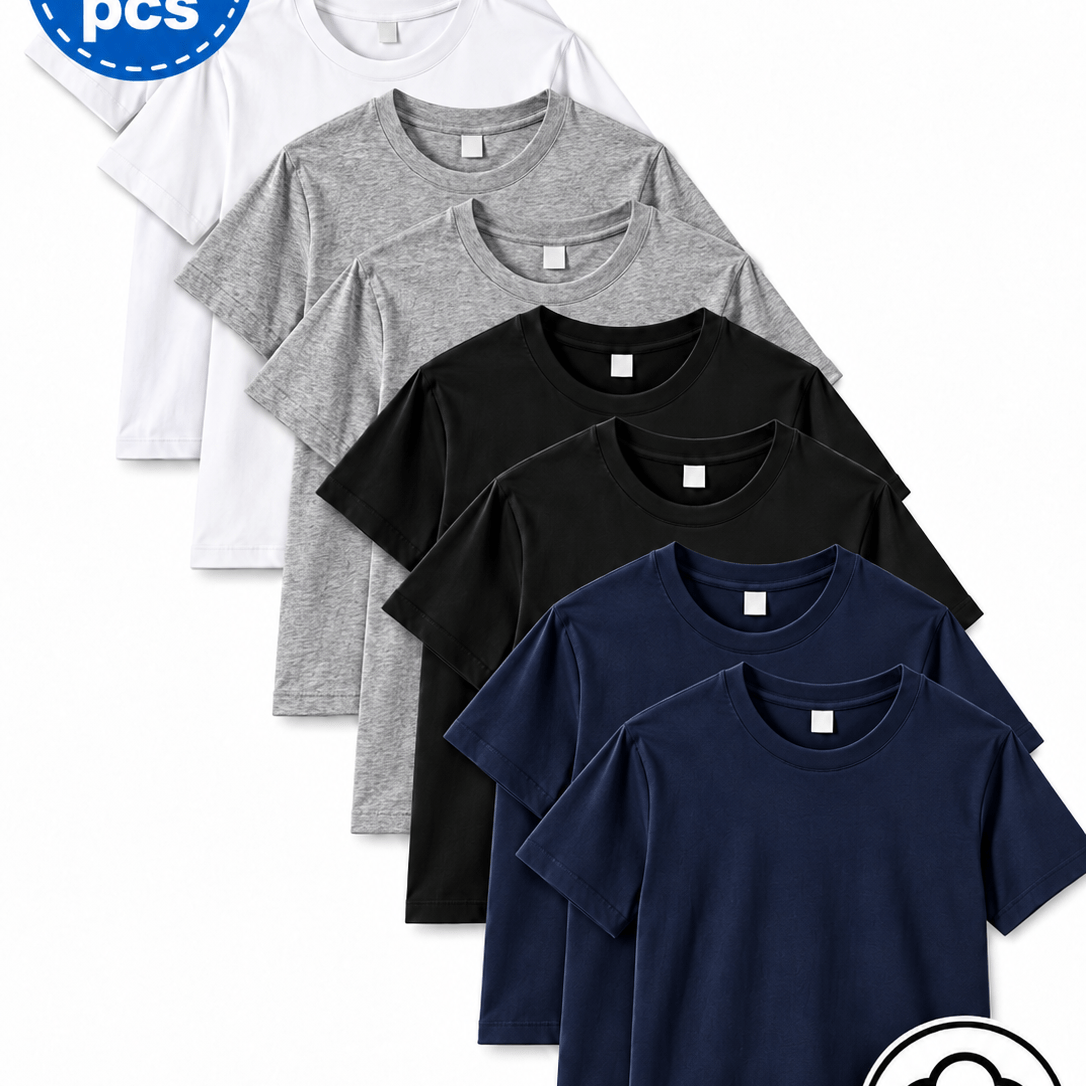 TEMU Multipack Of 8 Basic Unisex T-shirts 100% – Assorted Colors, Ideal For Daily Use