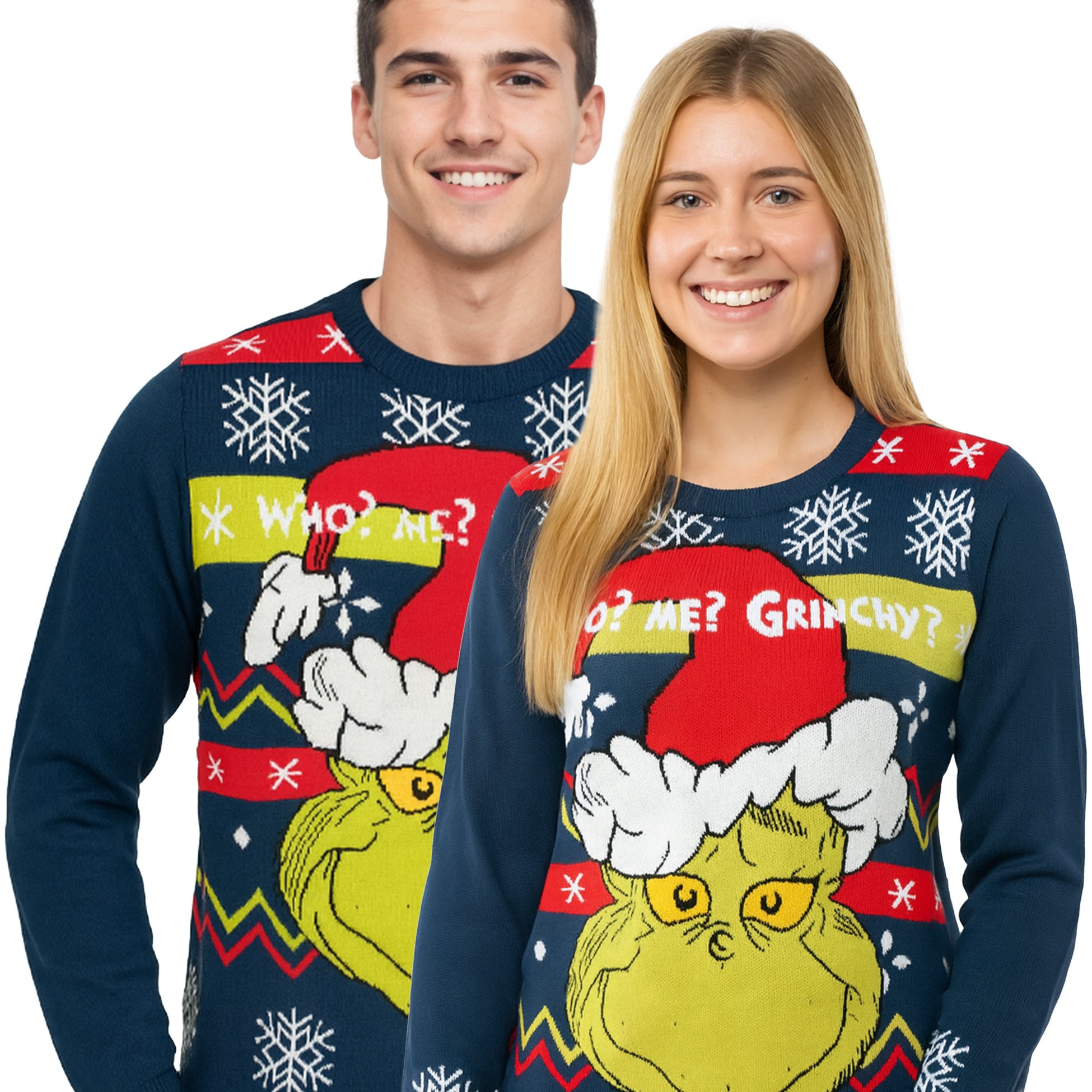 The Christmas Sweater For - Who? Me? Grinchy? Winter Knit Pullover Sweatshirt Unisex Blue Christmas