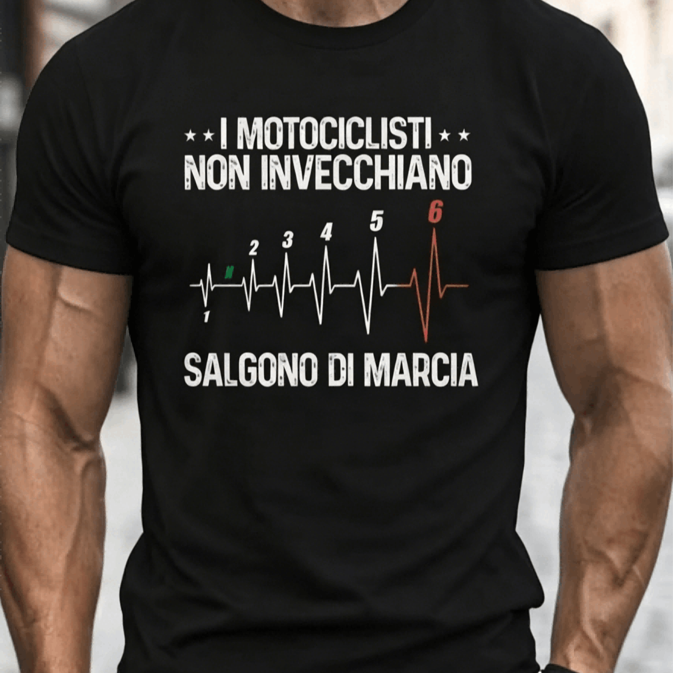 TEMU Maglietta da con design a tema moto - Stile biker con la "Non sto invecchiando, sto diventando pi羅 veloce" e una linea cardiaco - Maglietta