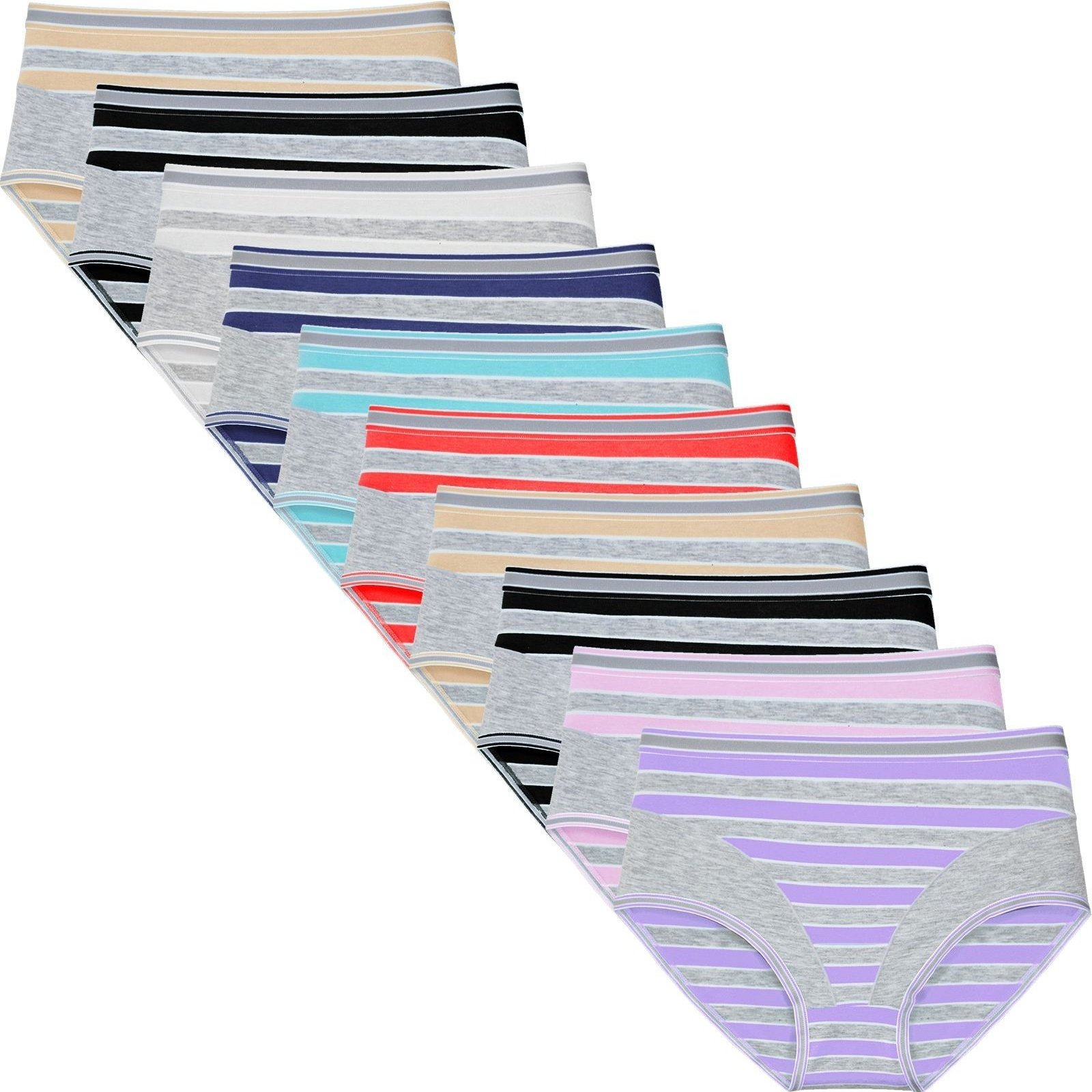Image of 10pcs Set Of Women's Slips, High-waistedunderwear, High Waist, 8 Colors