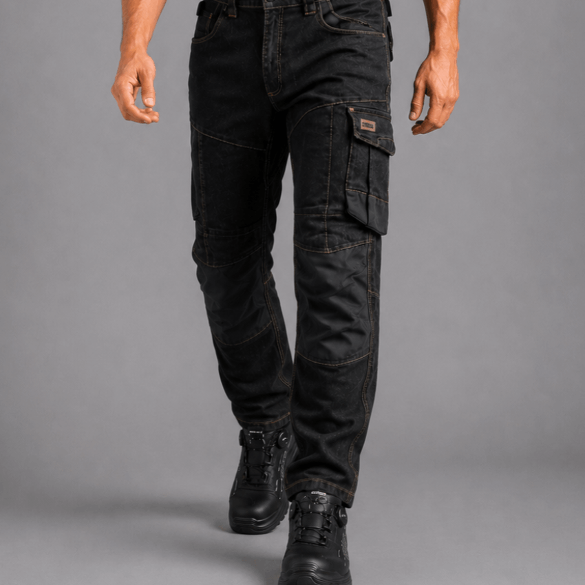 Men's Work Trousers Stretch Jeans With Knee Pockets, Tape Measure And Hammer Holder
