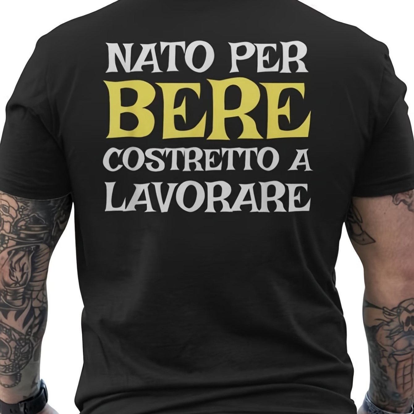 TEMU Maglietta Divertente per della Birra Italiana - Stampa Sul Retro con "Nato Per Bere Alcolici" in Italiane �� T-Shirt Casual a Maniche Corte Con ,