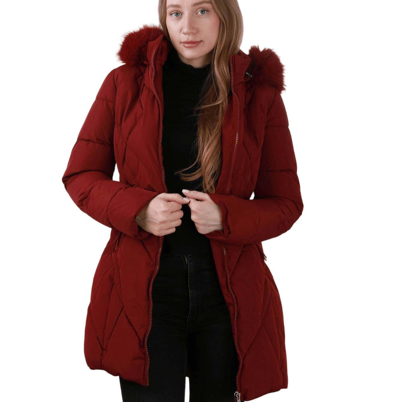 Women's Quilted Winter Jacket With A Hood. Elegant Parka, Fitted Fashionable Winter Coat, Insulated Women's Winter Jacket