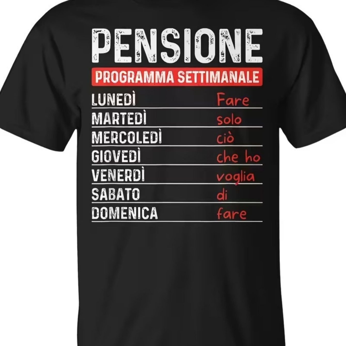 TEMU Funny Men's T-shirt With Italian "" - Retirement Benefits Themed Graphic, Ideal Humorous Gift For Retirees, Black Casual Short-sleeve Round-neck