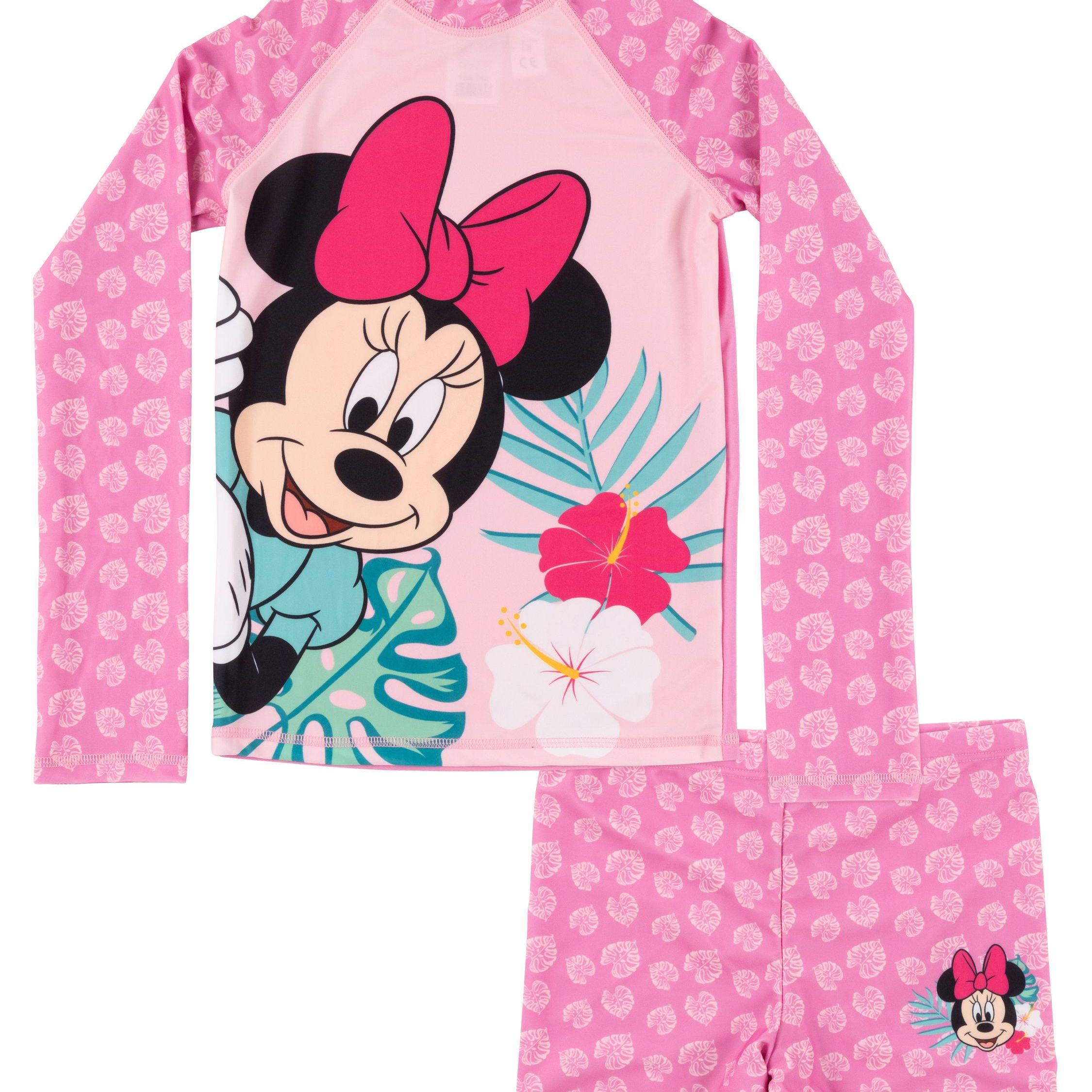 Image of Mouse Swim Set Uv-30 For Girls - Children's Bathing Suit Bath Set Long-sleeved Shirt And Pants Two-piece Pink