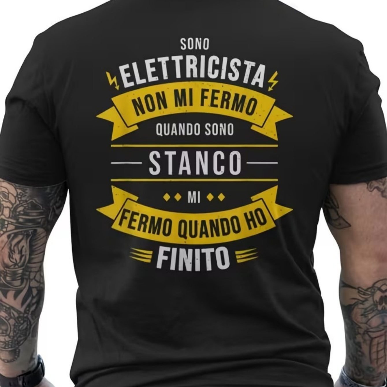 TEMU Graphic T-shirt For Electricians With Humor - "am I An Electrician? No, It Set Me On Fire When I'm Tired" - Black With Yellow Print - Casual