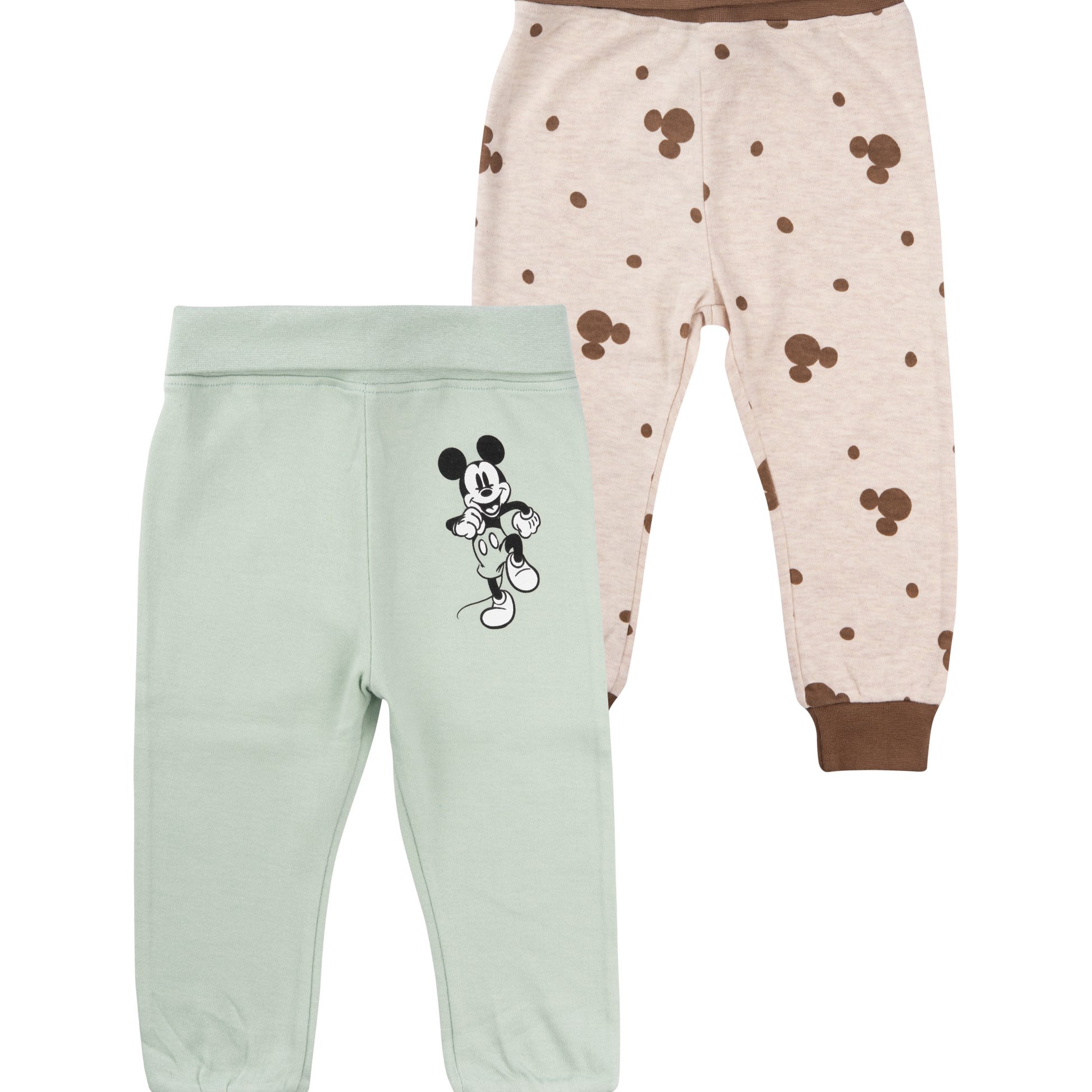Image of Mouse Baby Pants For Boys And Girls - Baby Pants Baby Clothing Brown Light Green (2-pack)