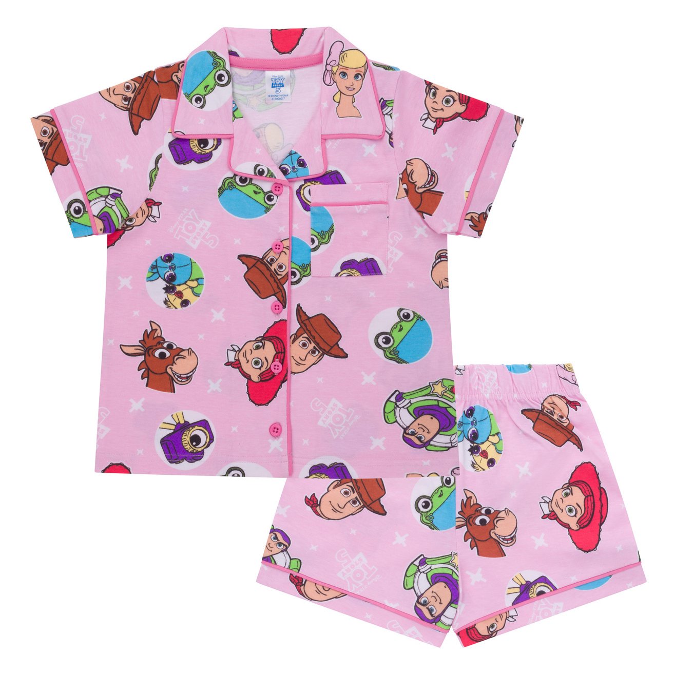 TEMU Toy Story Button Up, 100% Cotton Short Sleeved Pyjama Set