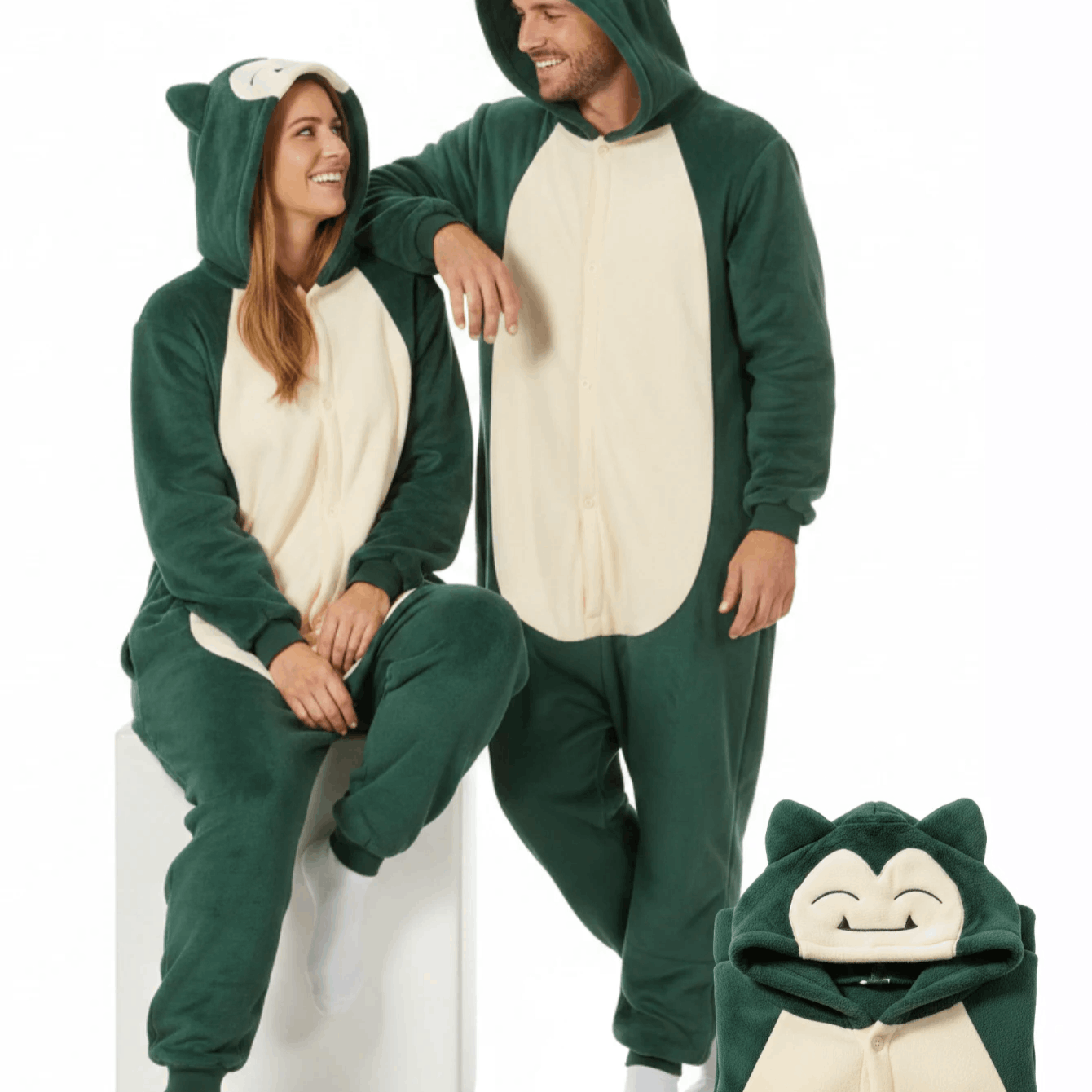 Image of Onesie Pokémon Cosplay Plush Pajamas With Hood And Pockets, Unisex Adults, Autumn Winter, S-xxl (155-195cm) Nerd Hunters