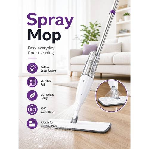 spray water mop for floor cleaning wet dry flat mop with 360 flexible head for home kitchen bathroom living room