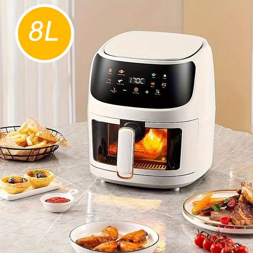 item picture air fryer intelligent tempered glass version 8l large capacity with tempe ture control 8 recipes non stick cks healthy grilling multi functional air fryer oven great for home use and festive gifts