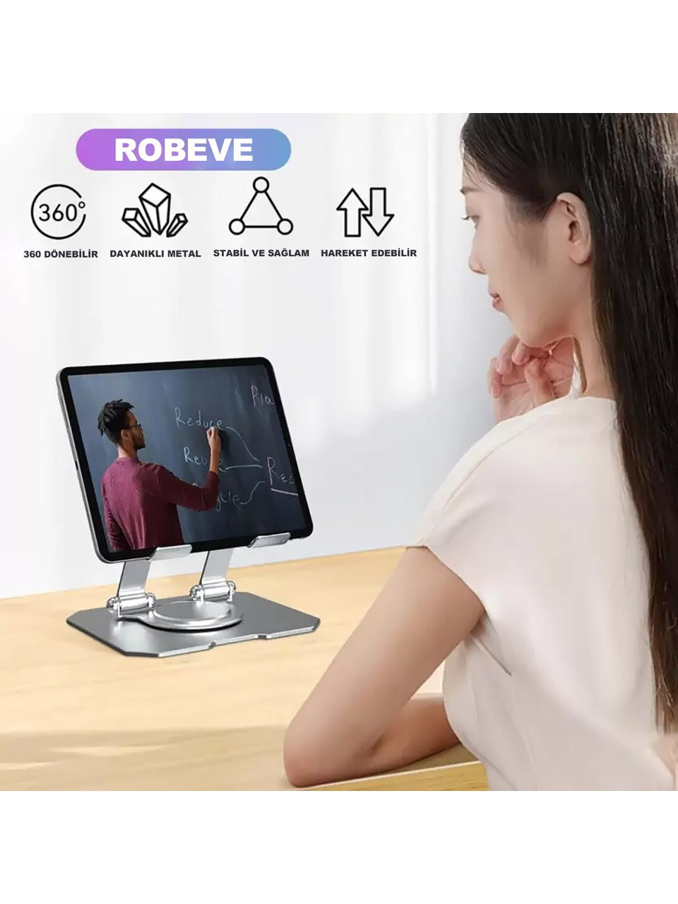 حامل تابلت   قابل للدوران 360°، حامل تابلت معدني قابل للطي، حامل تابلت وهاتف، حامل تابلت معدني تفاصيل المنتج 1