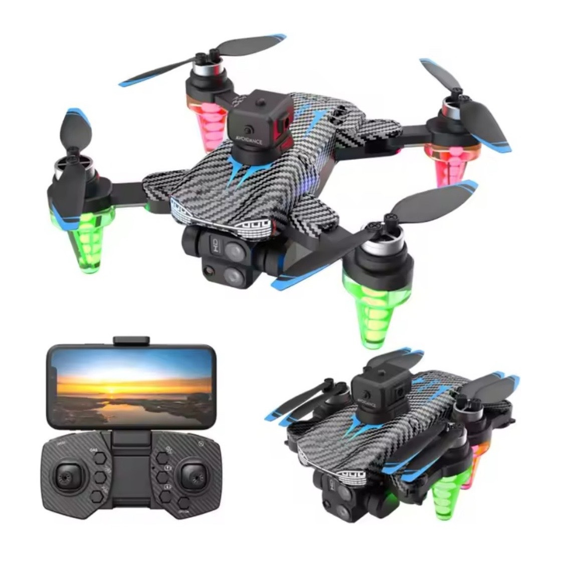 TEMU Drone 360 Derece Atabilen RGB Drone Engel Kaçınma Karbon Fiber Drone Wifili 1080P Çözünürlüklü Şarjlı Drone Kameralı Drone Yüksek Batarya Ömürlü
