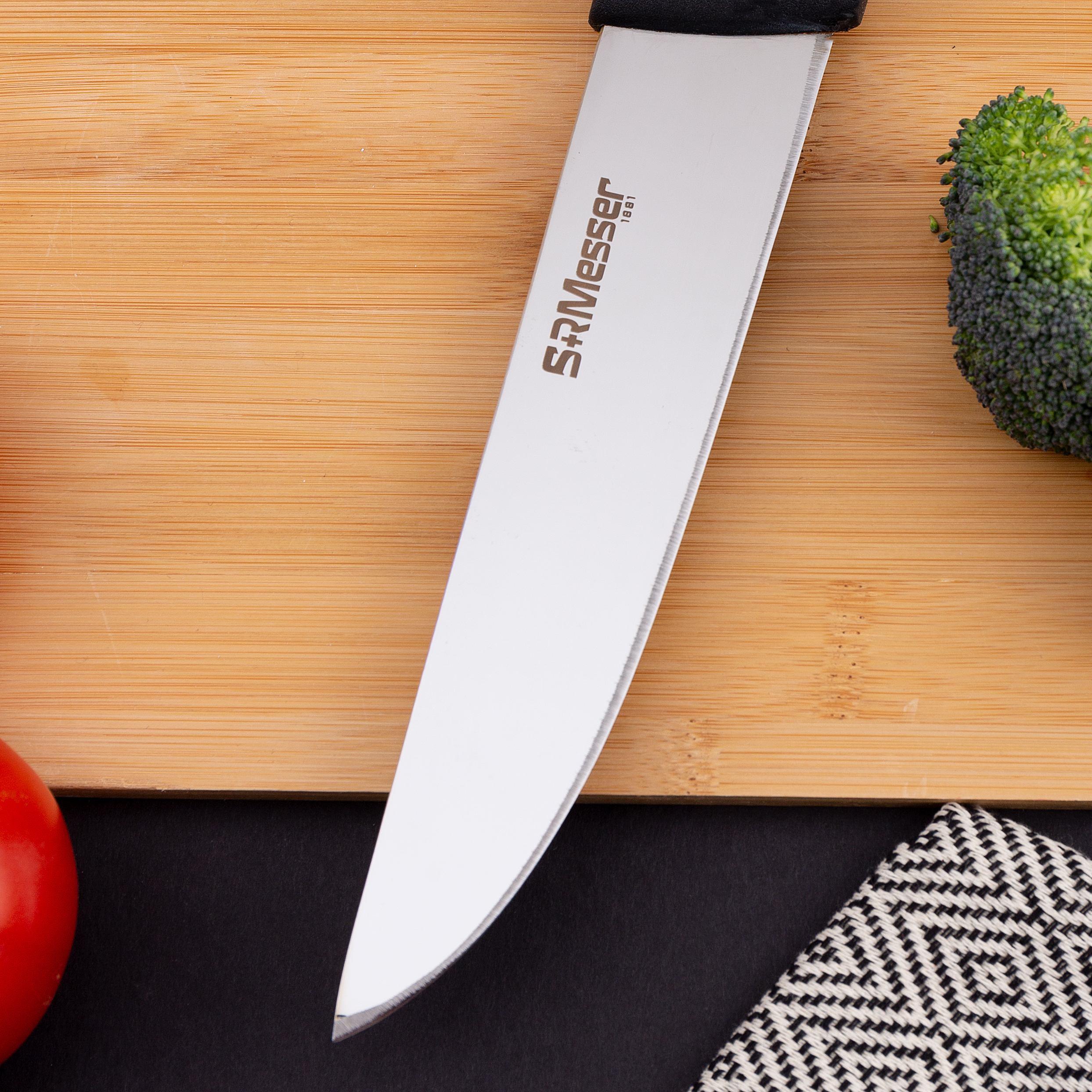SRMesser 1881 Mutfak Bıçağı No 2 – Paslanmaz Çelik, Profesyonel Kesim Aracı, Et-Ekmek-Sebze-Meyve için Çok Yönlü Kullanım