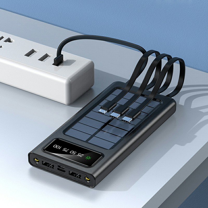 باور بانك بالطاقة الشمسية 10,000 مللي أمبير في الساعة | شحن 5 أجهزة في نفس الوقت | usb-c و lightning تفاصيل المنتج 0