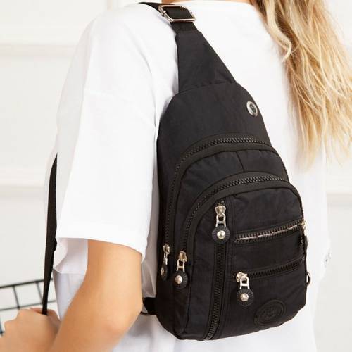 lederax crinkle fabric cross strap chest bag ld243