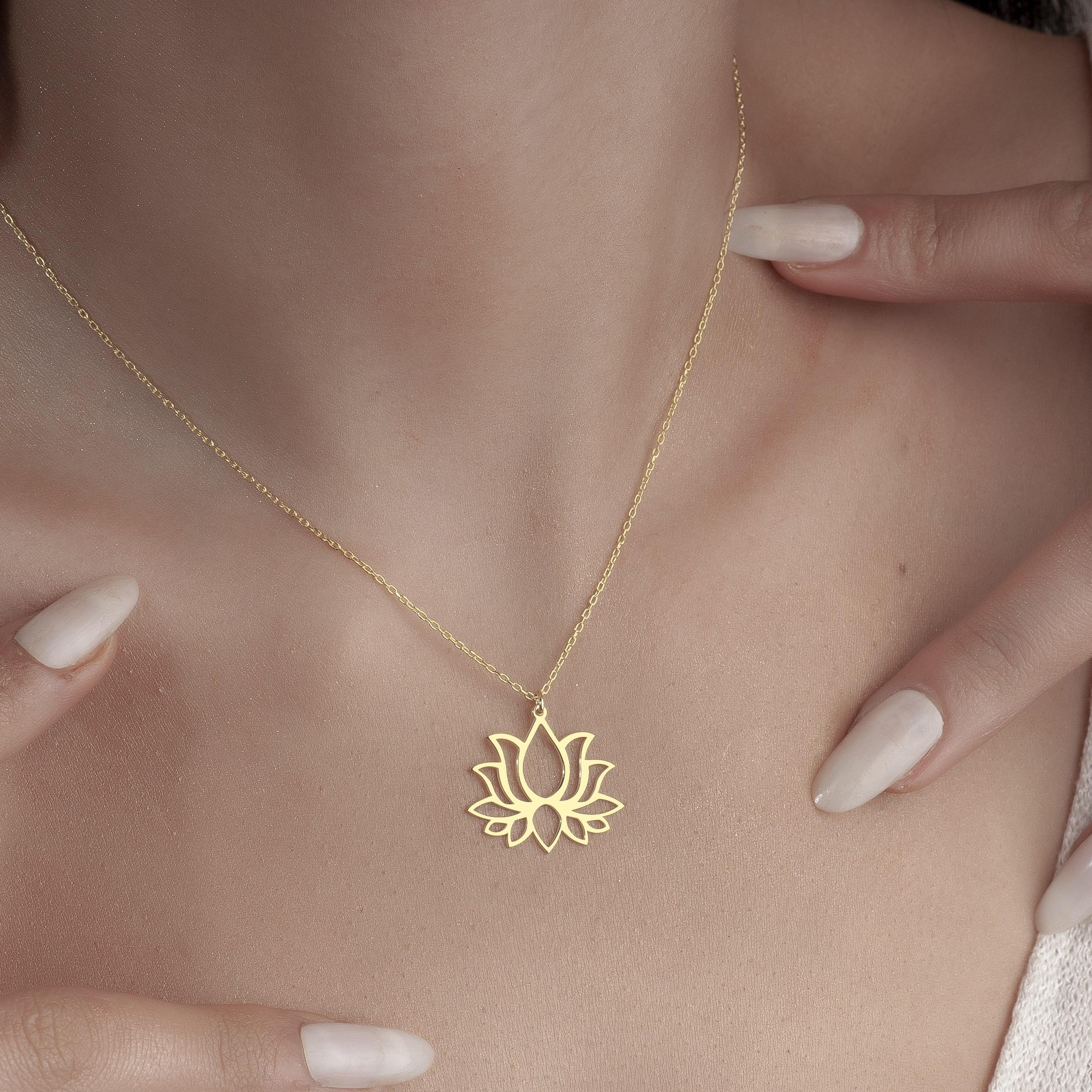 Lotus Çiçeği Gümüş Kolye, 925 Ayar Gümüş Kolye