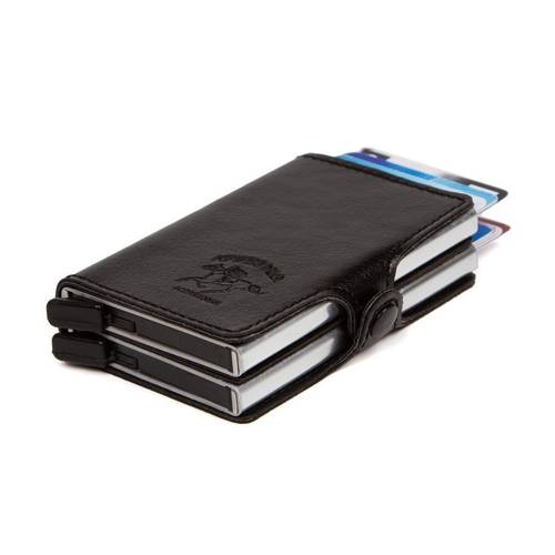 bags unisex black dual mechanism card holder