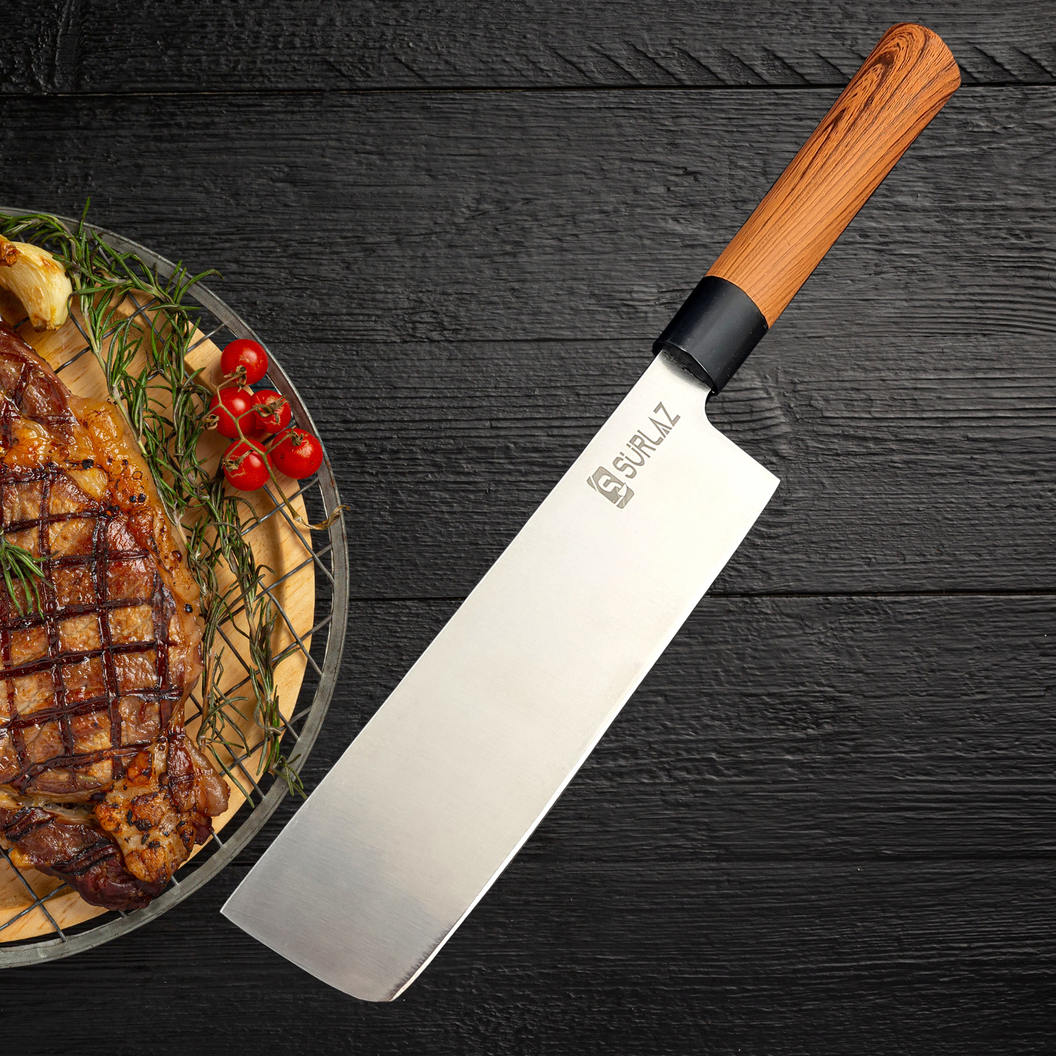 Kişiye Özel Nakiri Şef Bıçağı – 31 cm 4116 Alman Çeliği, ABS Saplı Profesyonel Sebze ve Mutfak Bıçağı