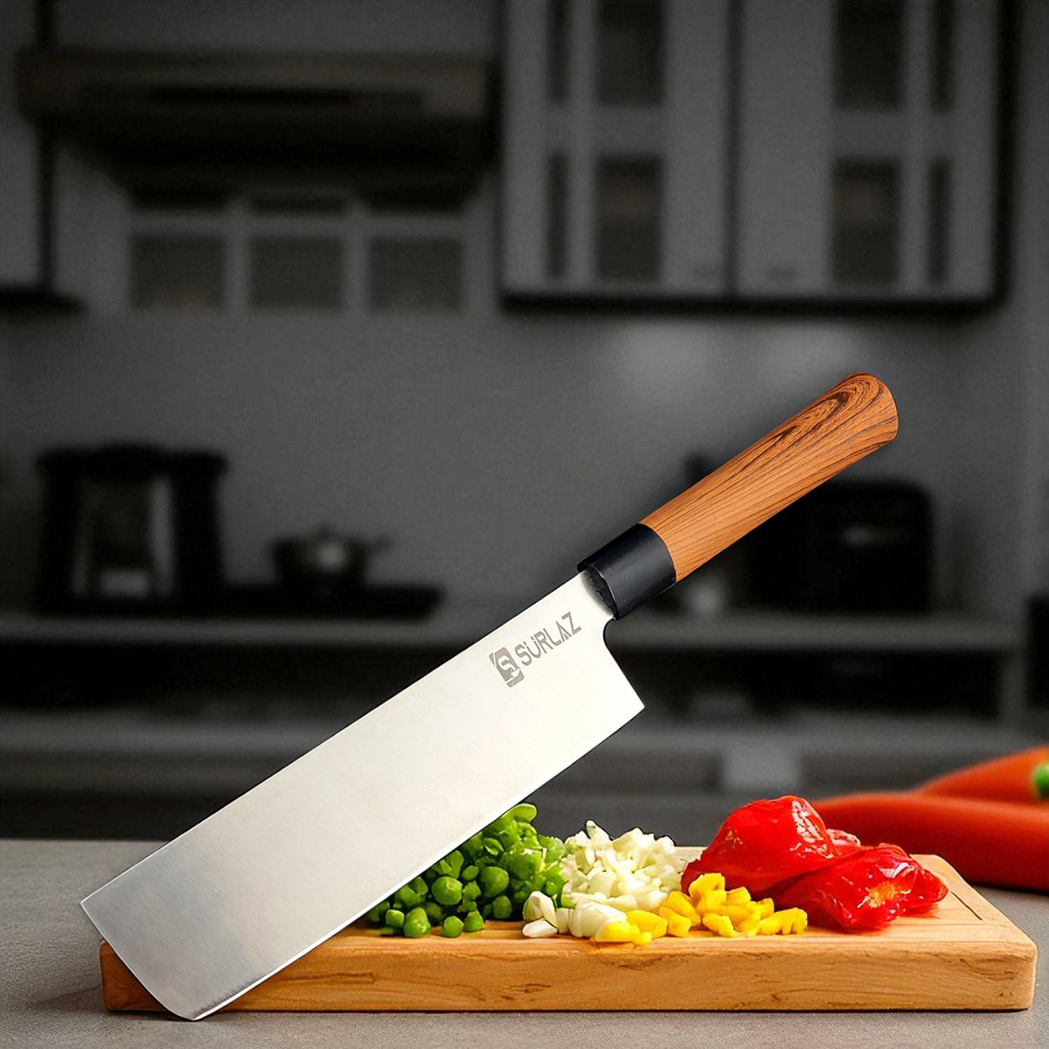 Kişiye Özel Nakiri Şef Bıçağı – 31 cm 4116 Alman Çeliği, ABS Saplı Profesyonel Sebze ve Mutfak Bıçağı