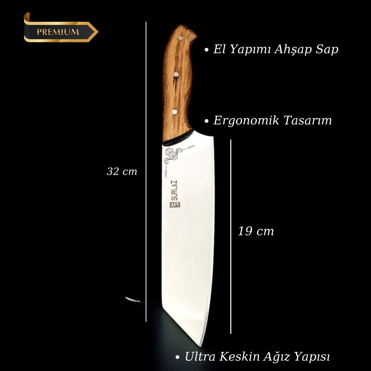 2’li Şef Bıçağı Hediye Seti – El Yapımı Ahşap Saplı Paslanmaz Çelik Profesyonel Mutfak Bıçakları