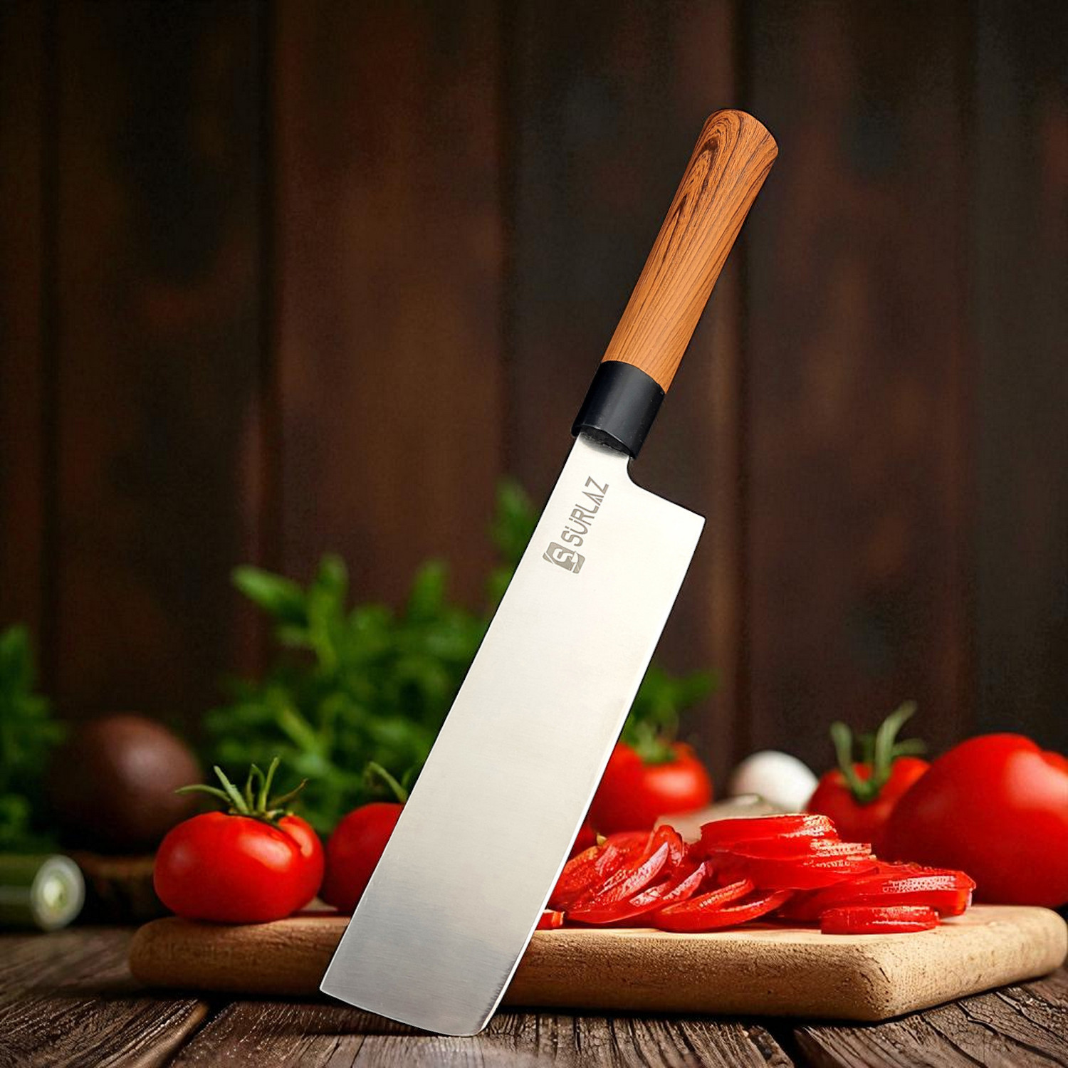 Kişiye Özel Nakiri Şef Bıçağı – 31 cm 4116 Alman Çeliği, ABS Saplı Profesyonel Sebze ve Mutfak Bıçağı