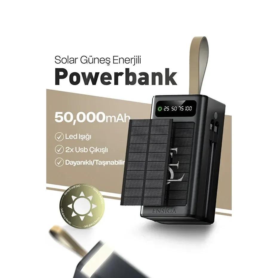 ape solar 50.000 mah güneş enerjili led işıklı powerbank şarj aleti 2x usb çıkışlı mikro type-c