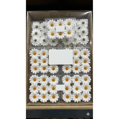 100 adet yapay kafası - 4 cm kumaş - diy el sanatları, şekeri, gelin buketi dekorasyonu i̇çin süsleme çiçeği