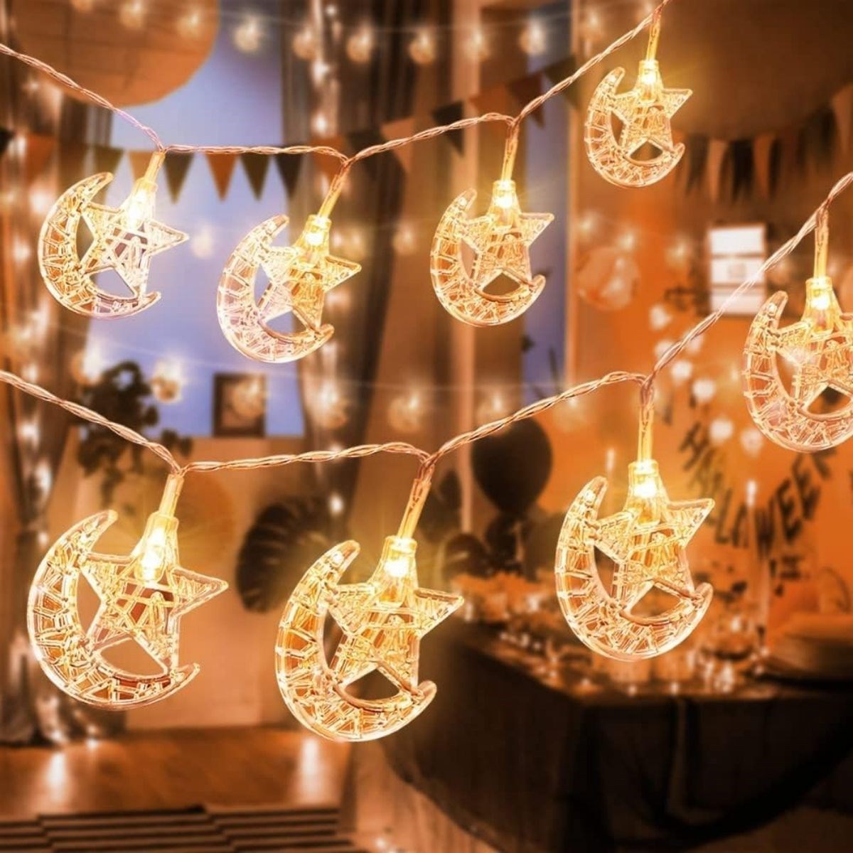 buffer® مصباح led usb على شكل هلال ونجمة بطول 3.5 متر – 20 led لتزيين رمضان وإضاءة جوية تفاصيل المنتج 0