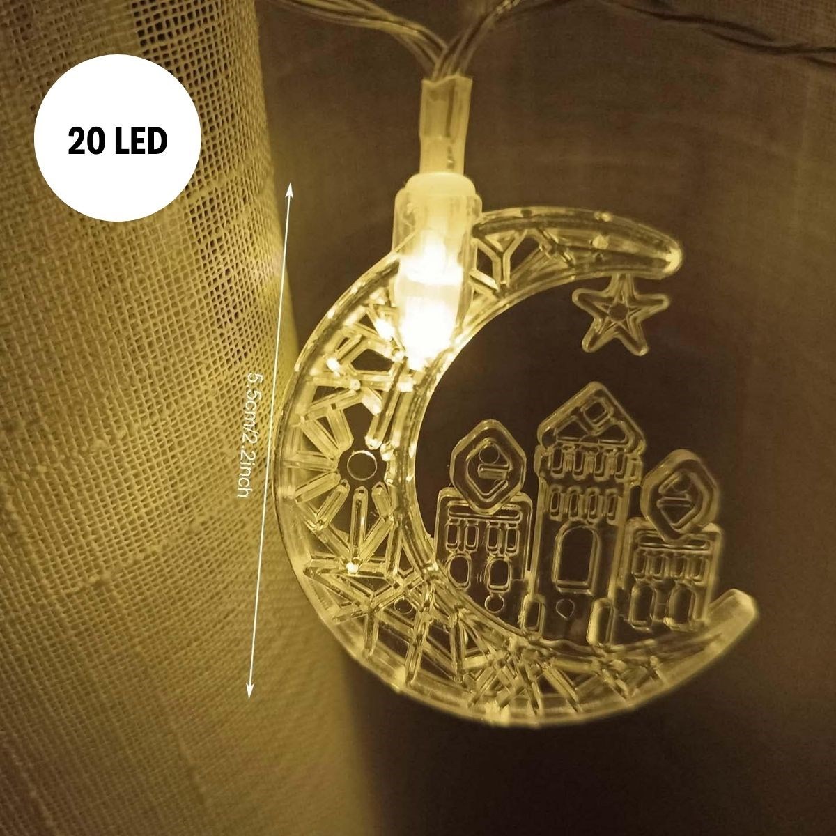 مصباح led usb على شكل هلال ومسجد من buffer بطول 3.5 متر - 20 مصباح led لتزيين رمضان وإضاءة محيطة تفاصيل المنتج 2