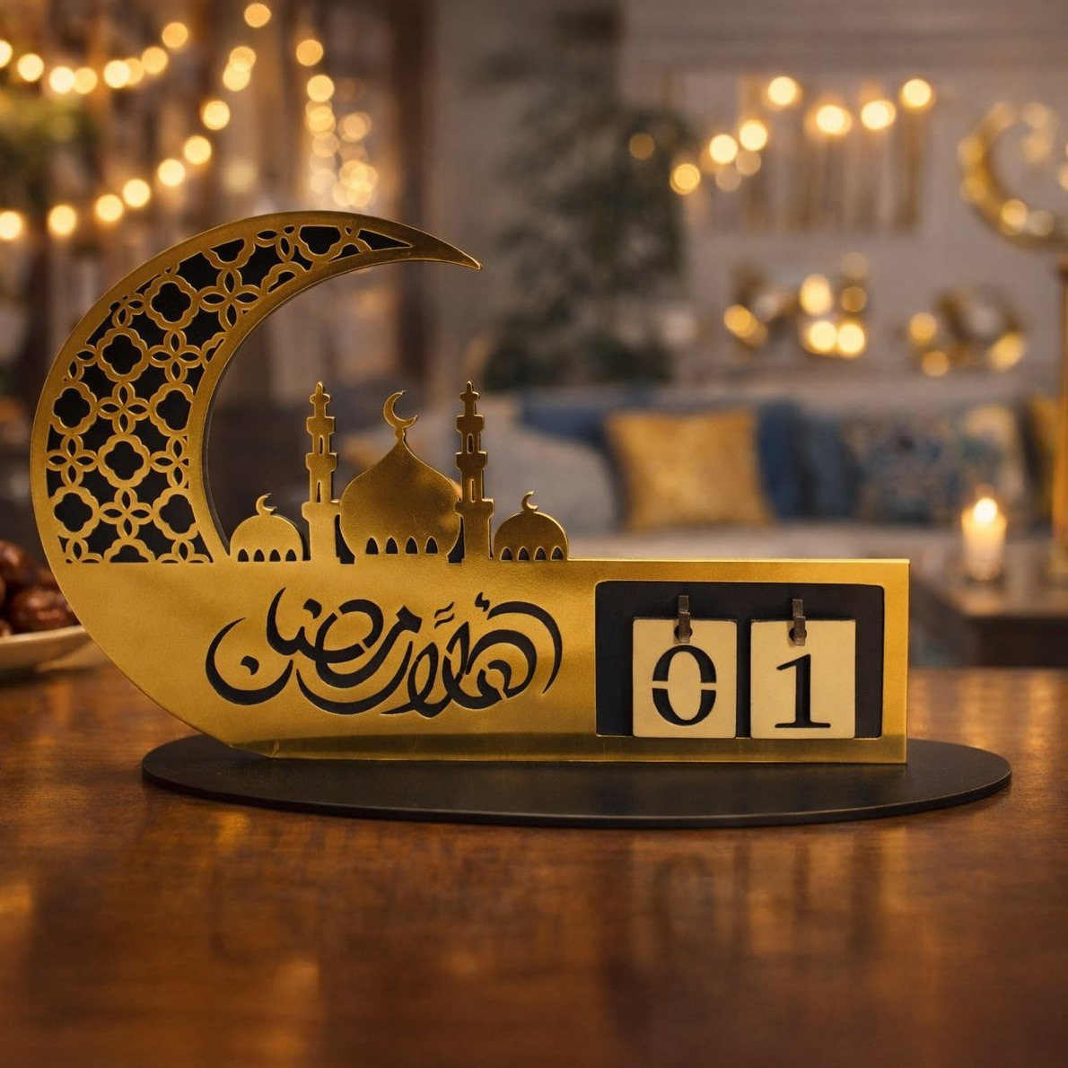 تقويم رمضان خشبي مطلي بالبليكجلاس مقاس 20 × 26 سم أسود تفاصيل المنتج 0